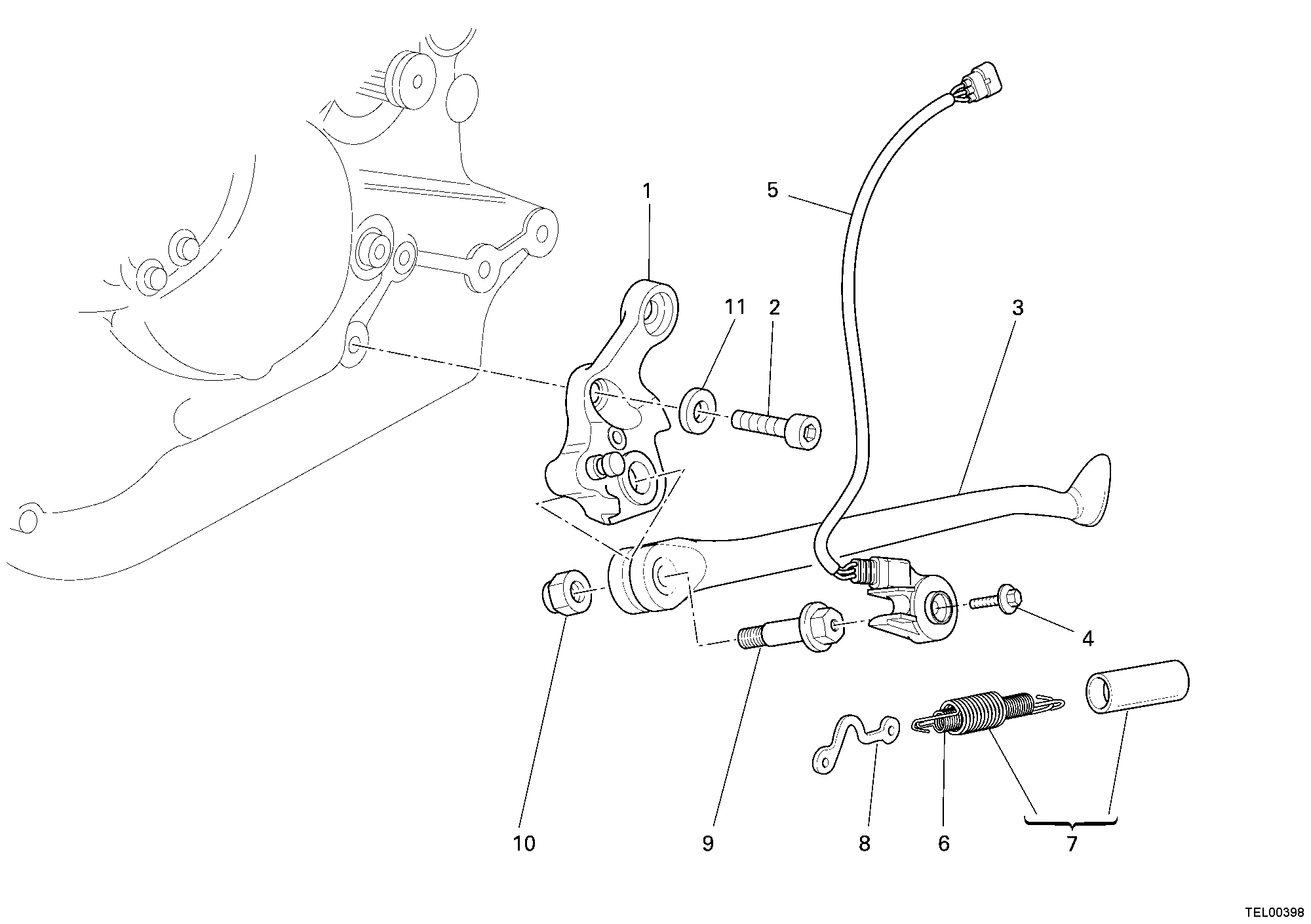 017 BEQUILLE LATERALE POUR MONSTER S2R 800 2006