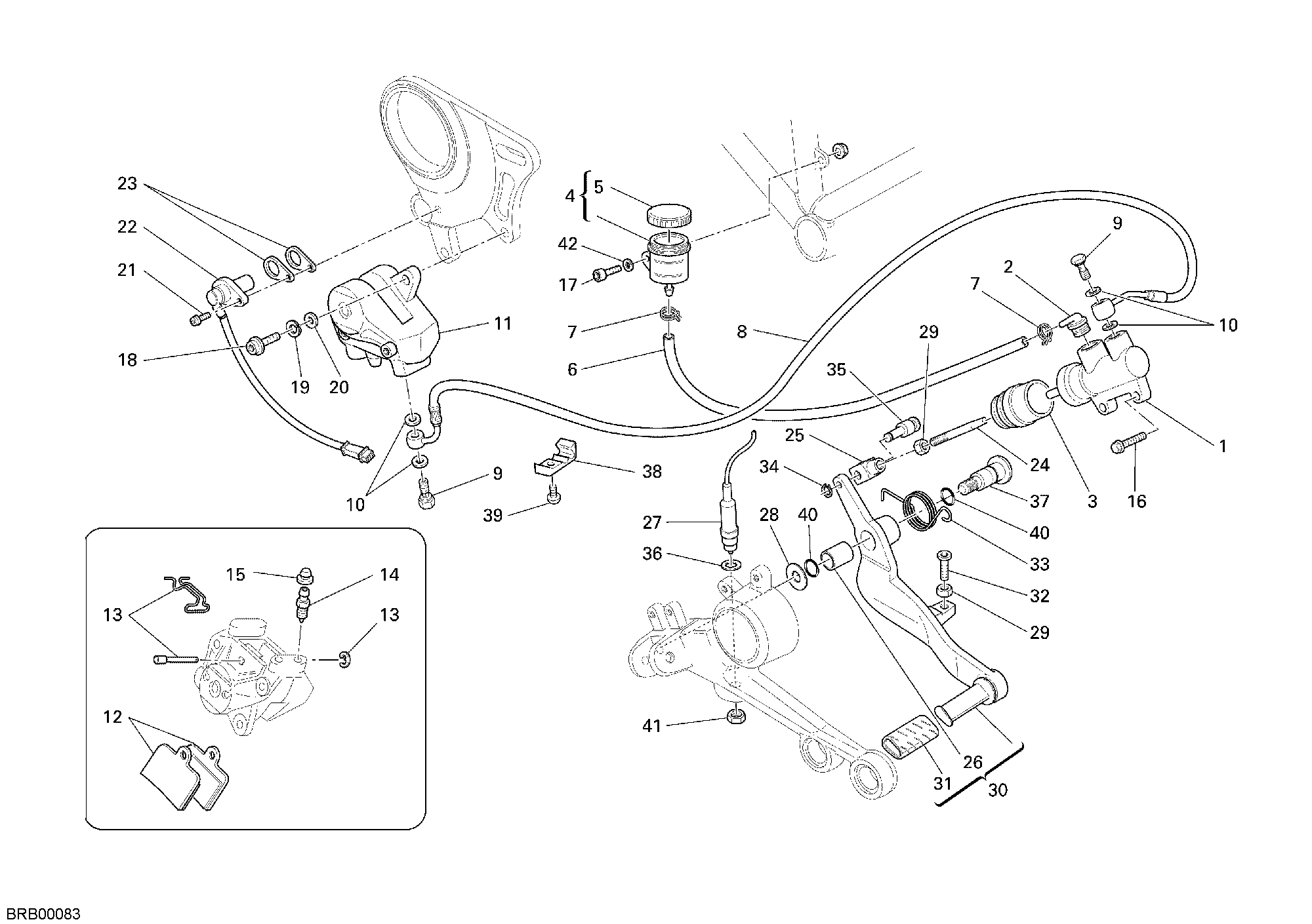 030 SYSTEME DE FREIN ARRIERE POUR MONSTER S4RS 2007