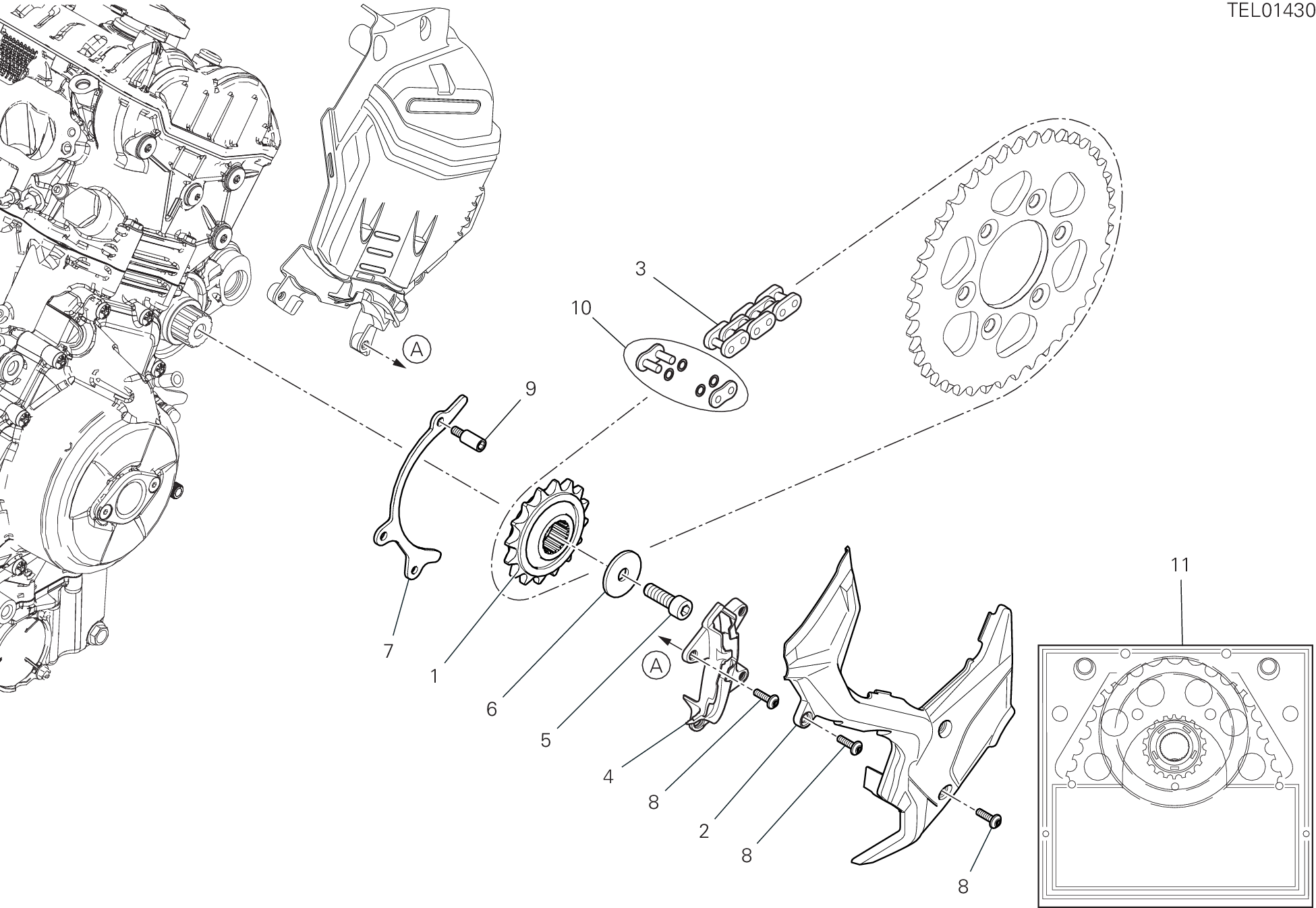 17A PIGNON CHAINE POUR MULTISTRADA V4 2021