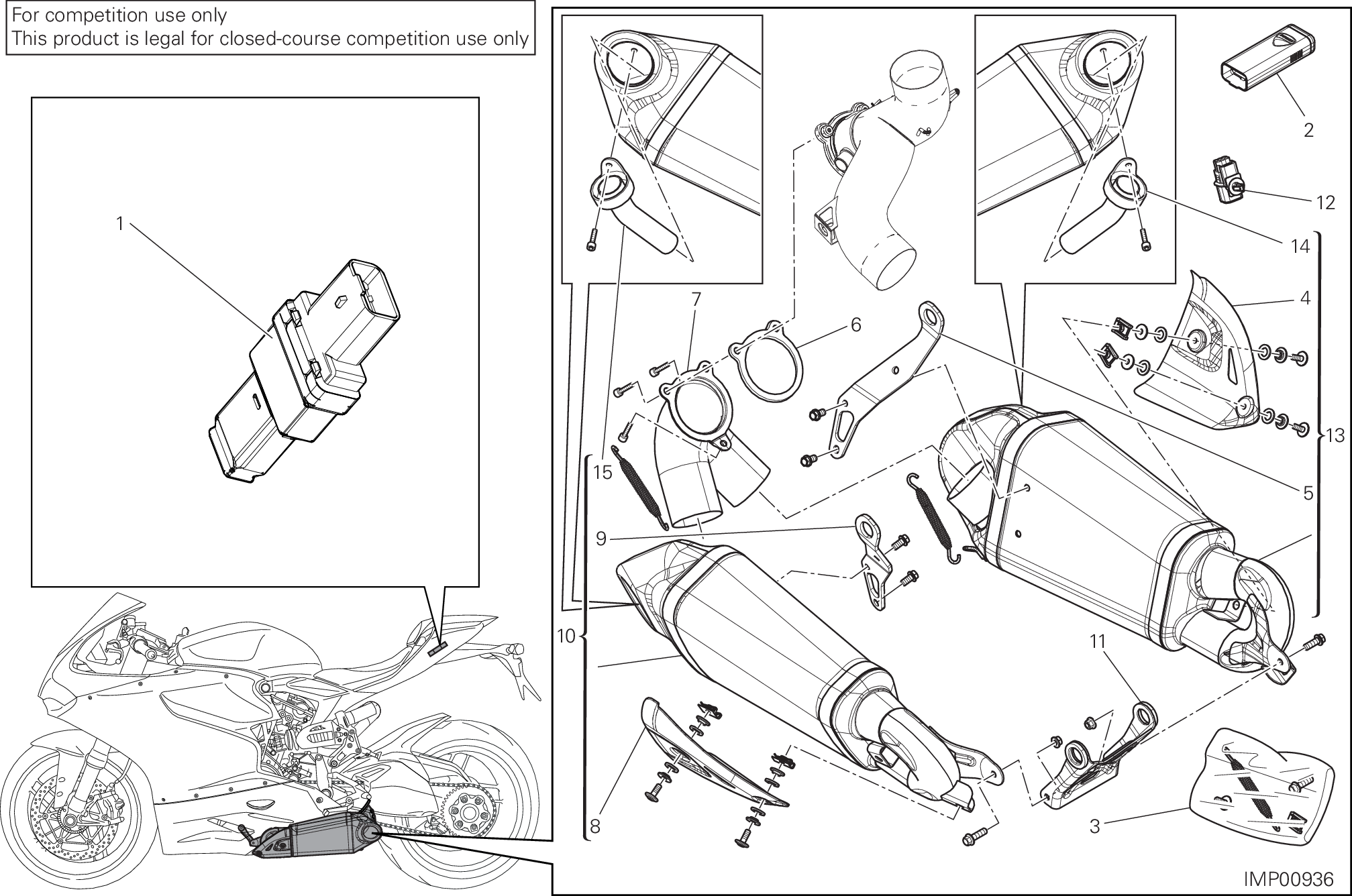 34B ACCESSOIRES POUR SUPERBIKE 1199 PANIGALE S TRICOLORE 2013