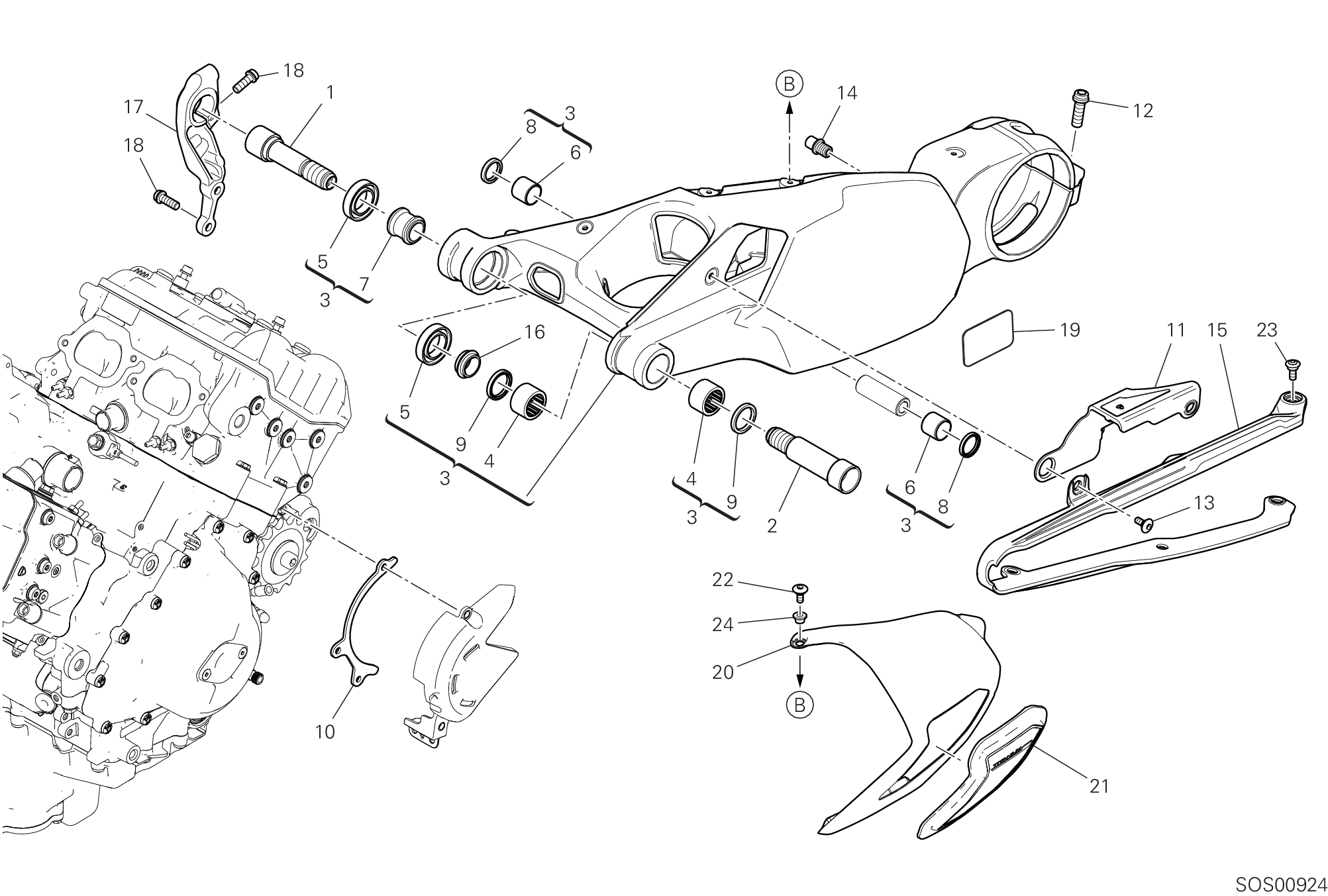 19A BRAS OSCILLANT ARRIERE POUR SUPERBIKE PANIGALE V4 SPECIALE 2018