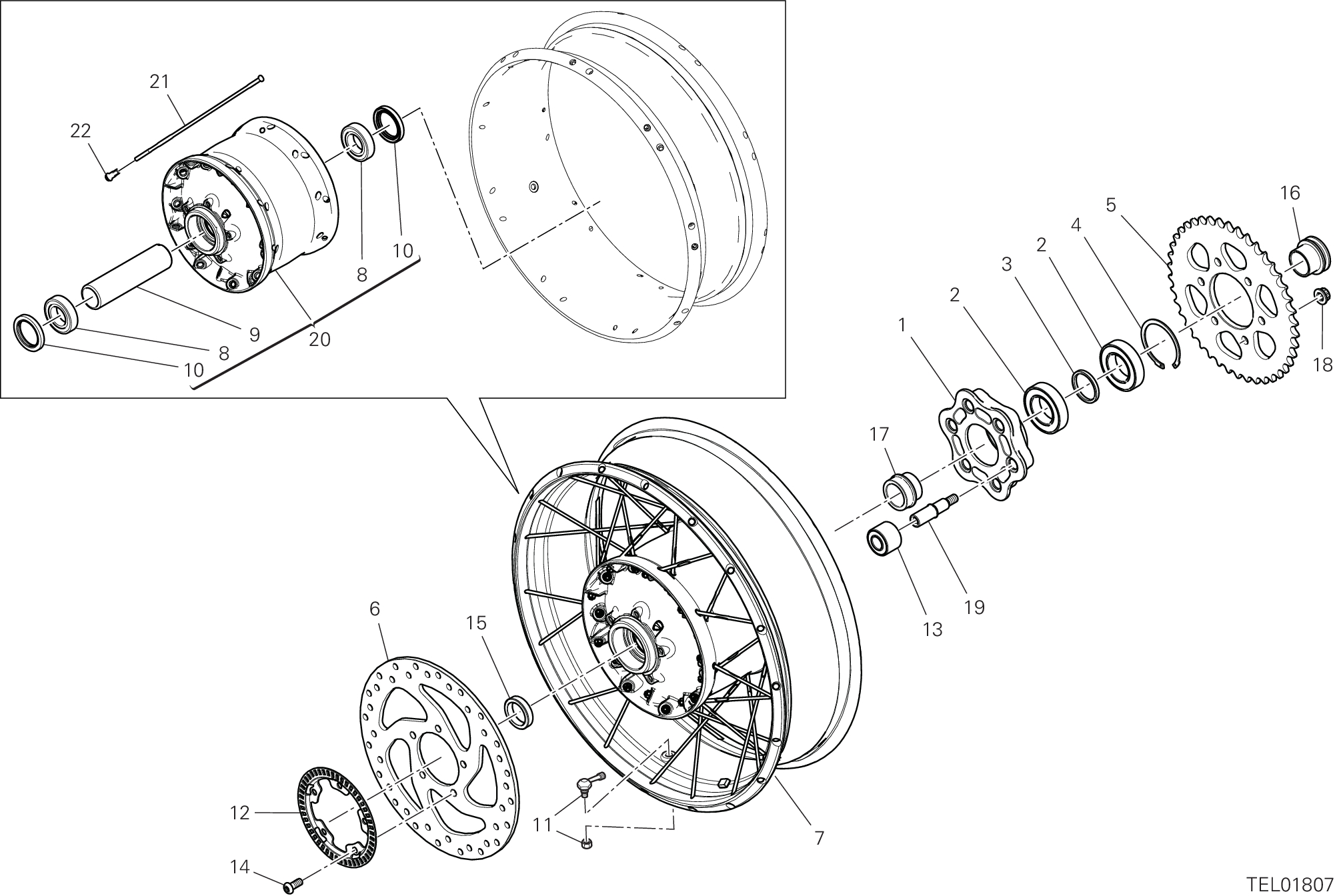 29A ROUE ARRIERE POUR MULTISTRADA V4S ADVENTURE TRAVEL RADAR 2025
