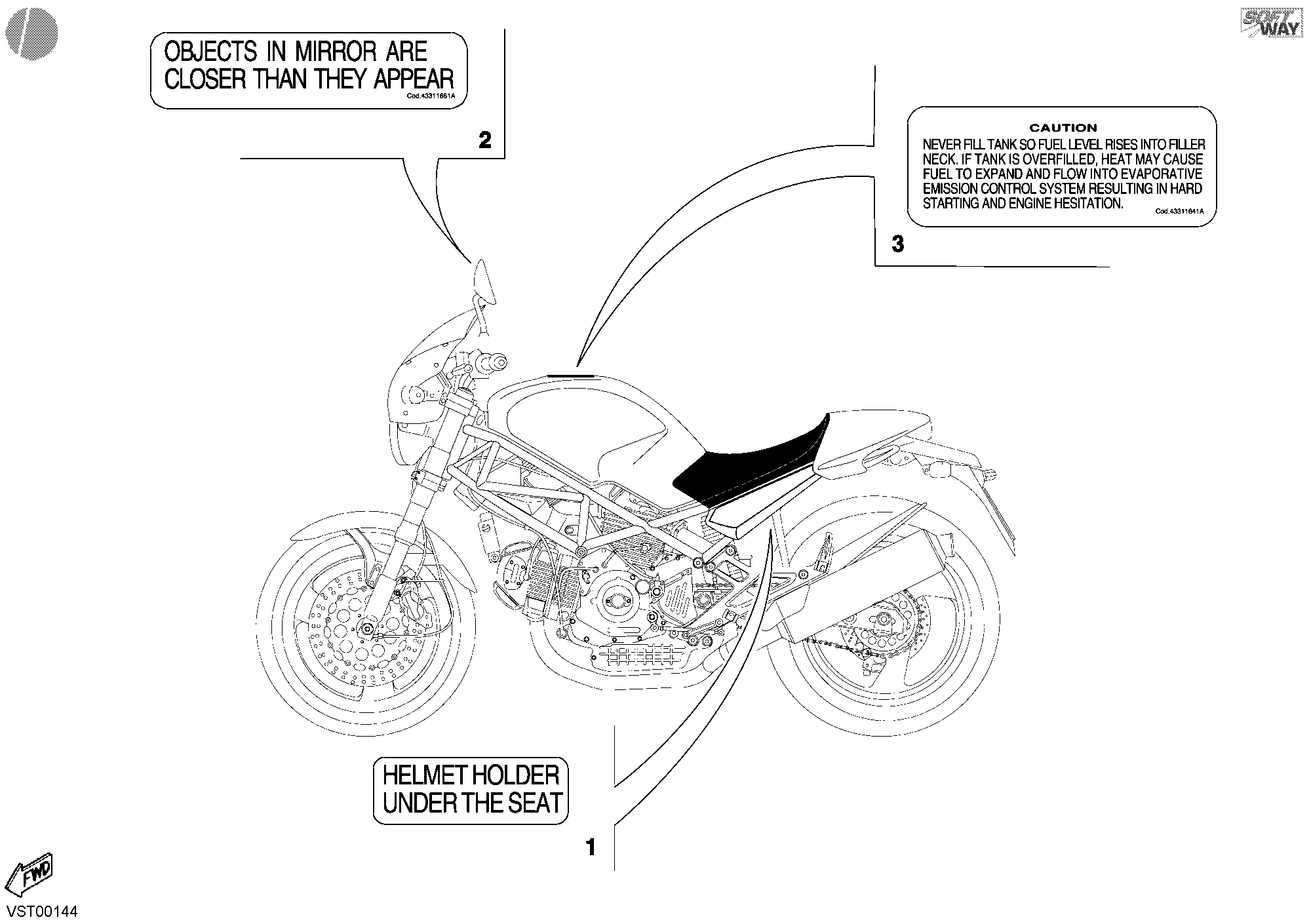 041 ETIQUETTES AVERTISSEMENT USA POUR MONSTER S4 2001