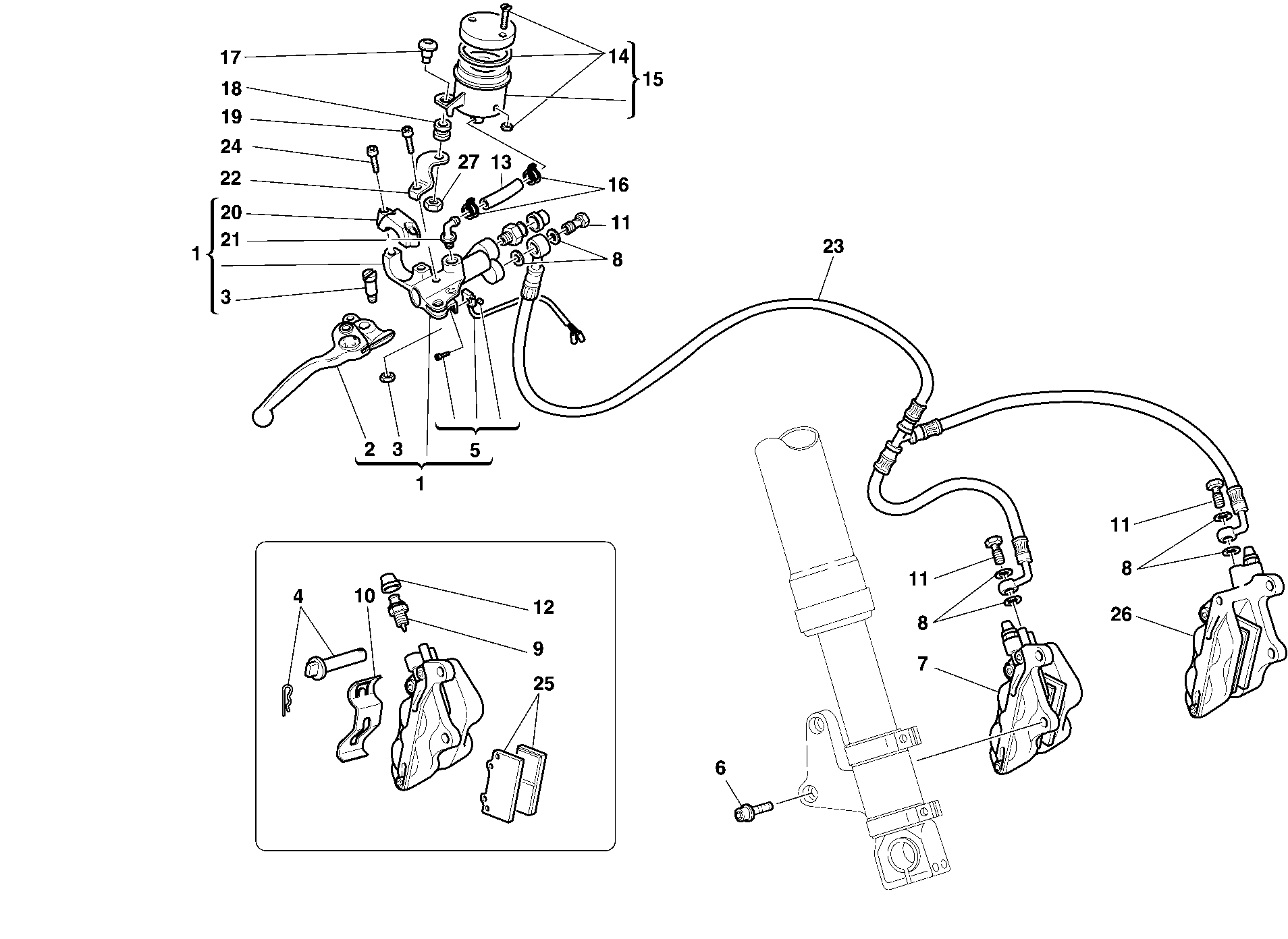 025 SYSTEME DE FREIN AVANT POUR SUPERBIKE 748 R SINGLE SEAT 2000