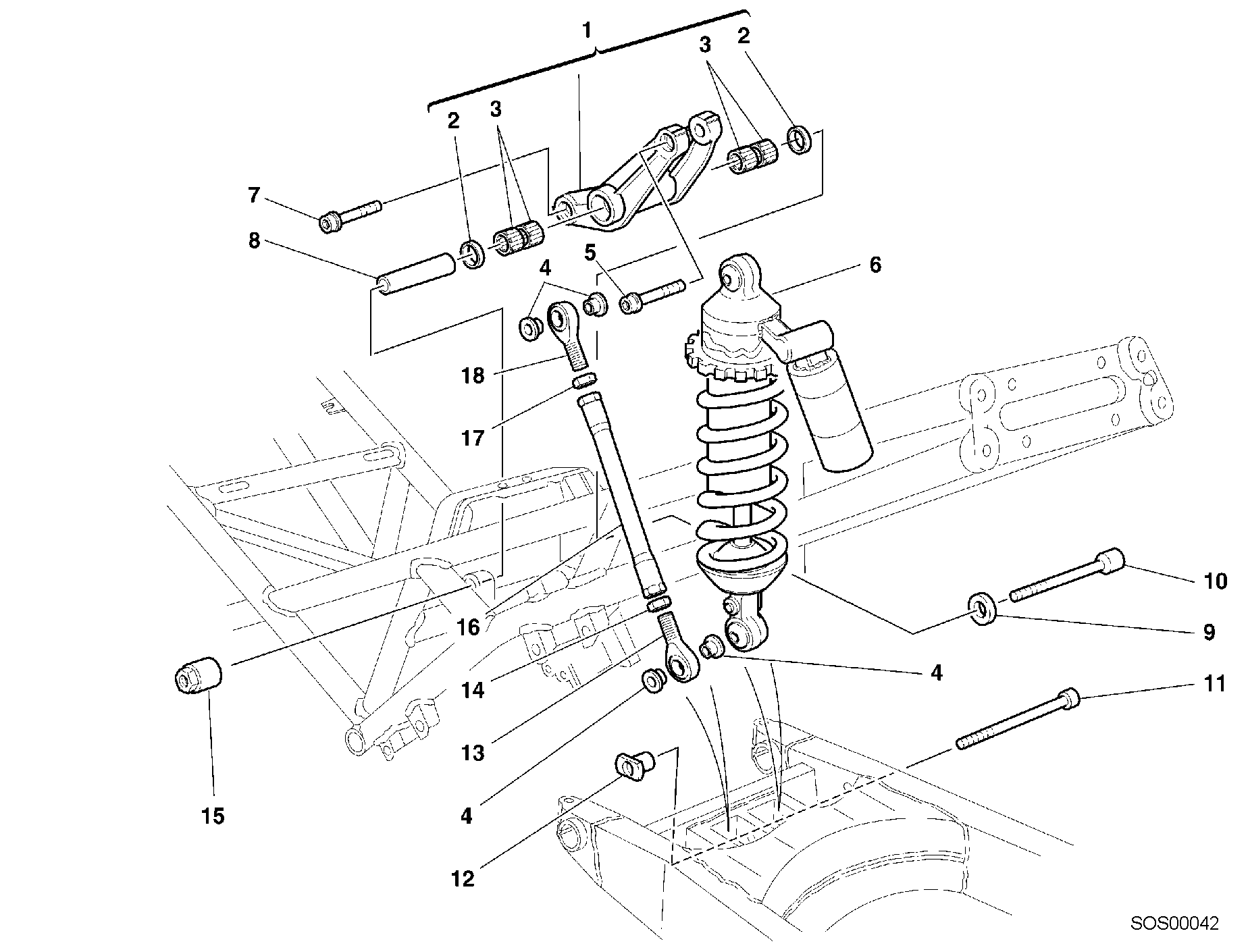 035 AMORTISSEUR ARRIERE POUR SPORT TOURING ST4 2001