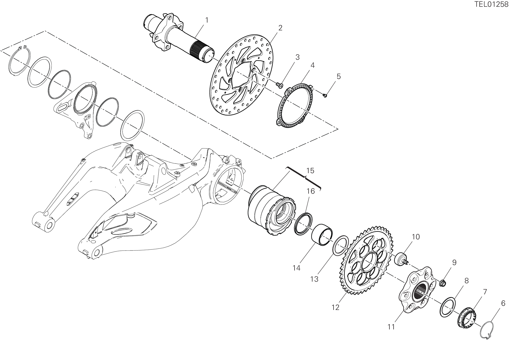 28B PIVOT ROUE ARRIERE POUR DIAVEL 1260 2019