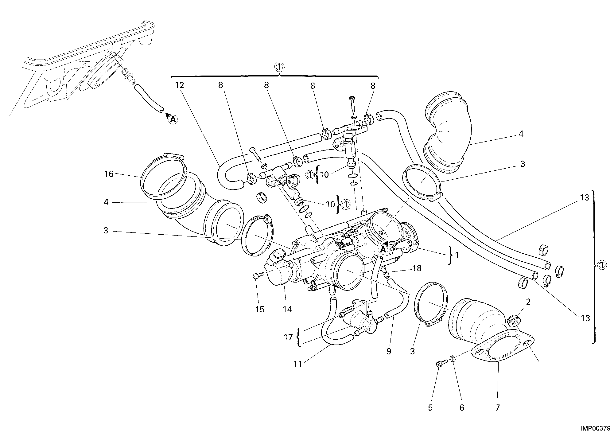 016 CORPS PAPILLON POUR MULTISTRADA 1000 2006