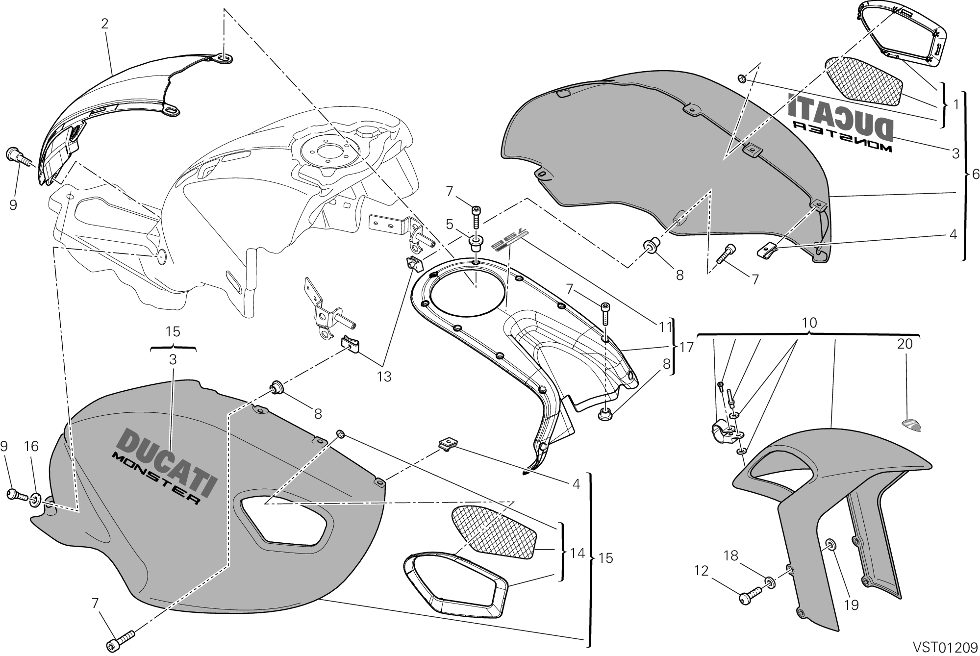 038 HABILLAGE POUR MONSTER 796 ABS 2012