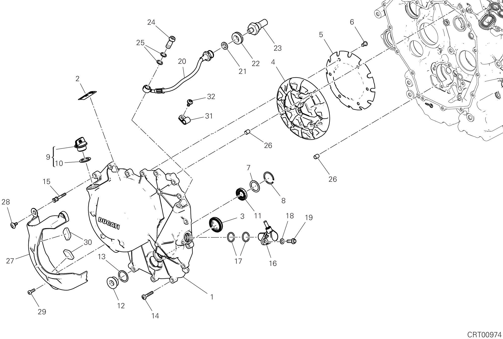 005 COUVERCLE EMBRAYAGE POUR MULTISTRADA V2 S 2025