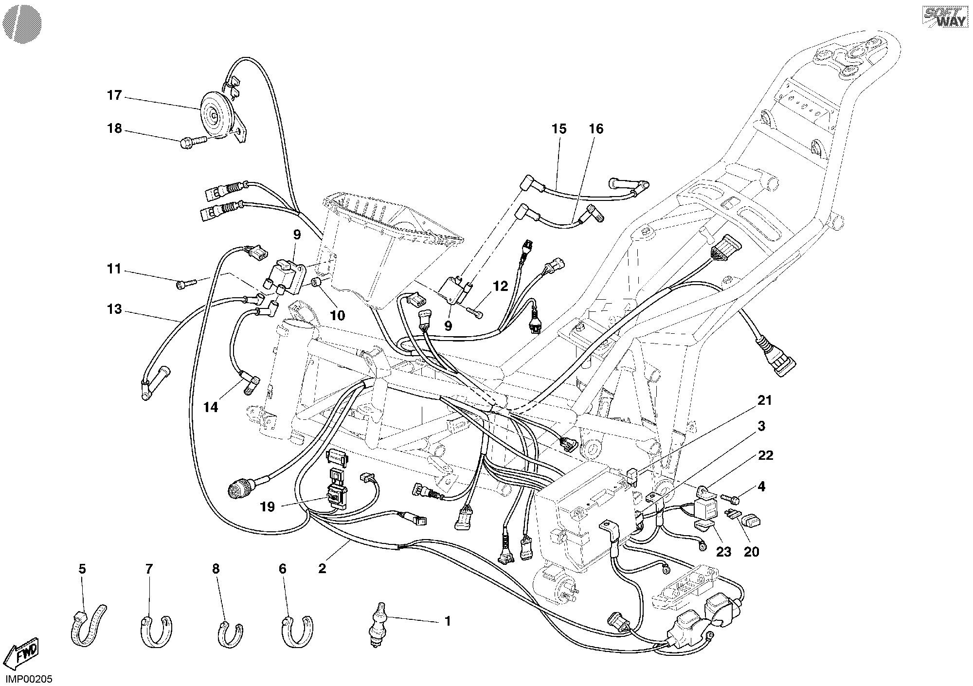 019 FAISCEAU DE FILS POUR MULTISTRADA 1000 2004