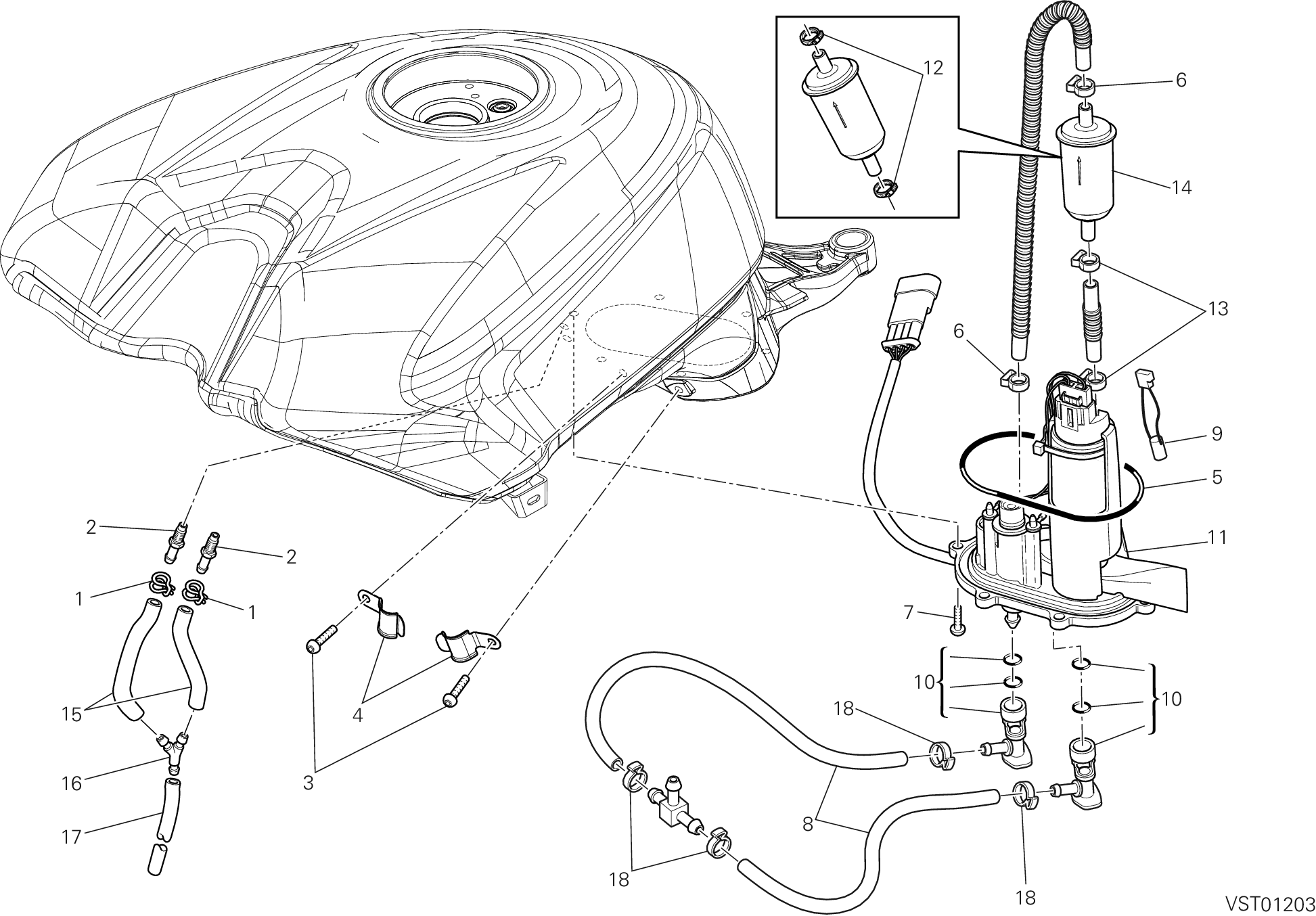32A POMPE A CARBURANT POUR SUPERBIKE 848 EVO CORSE SE 2013