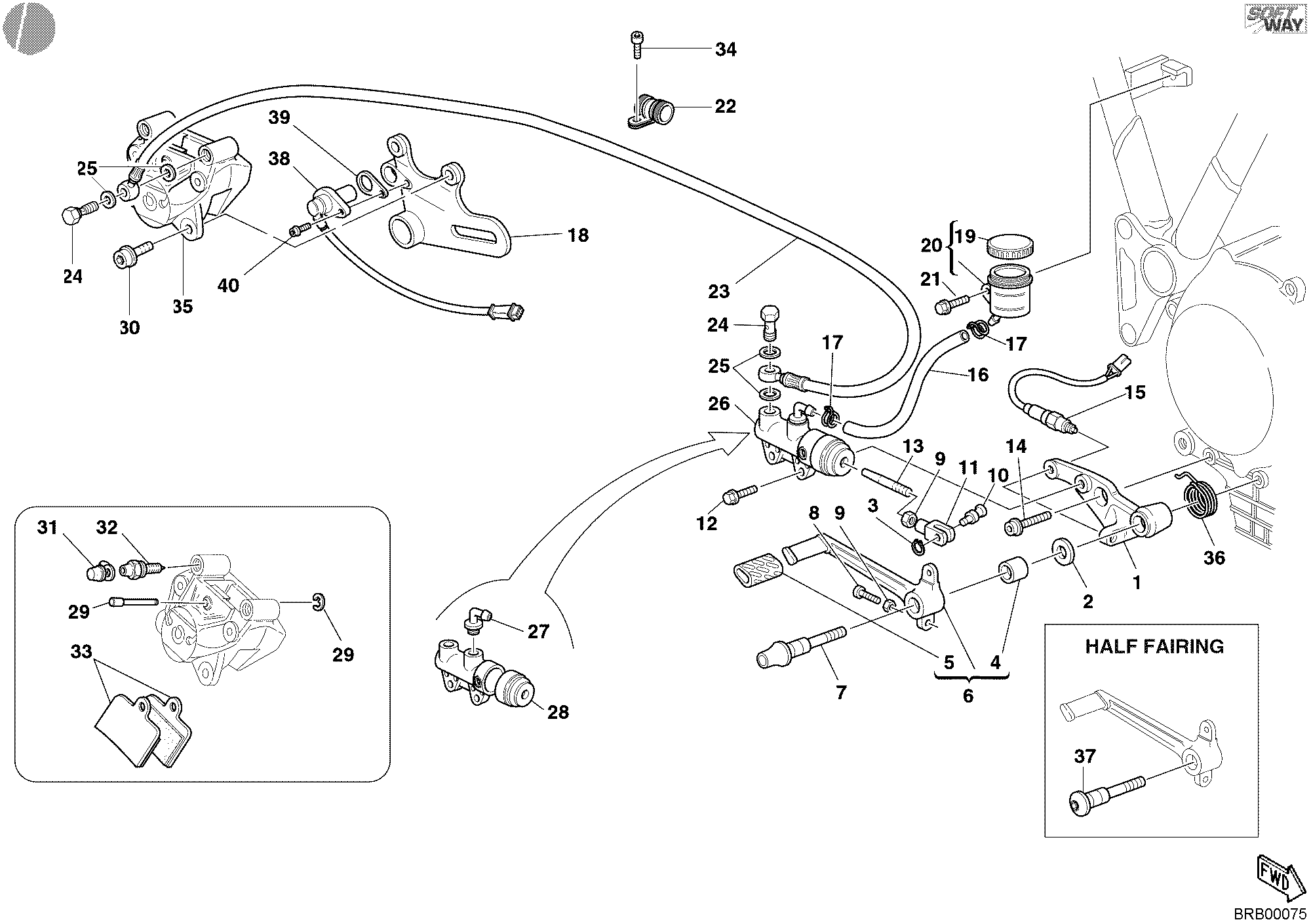 032 SYSTEME DE FREIN ARRIERE POUR SUPERSPORT 620 S 2003