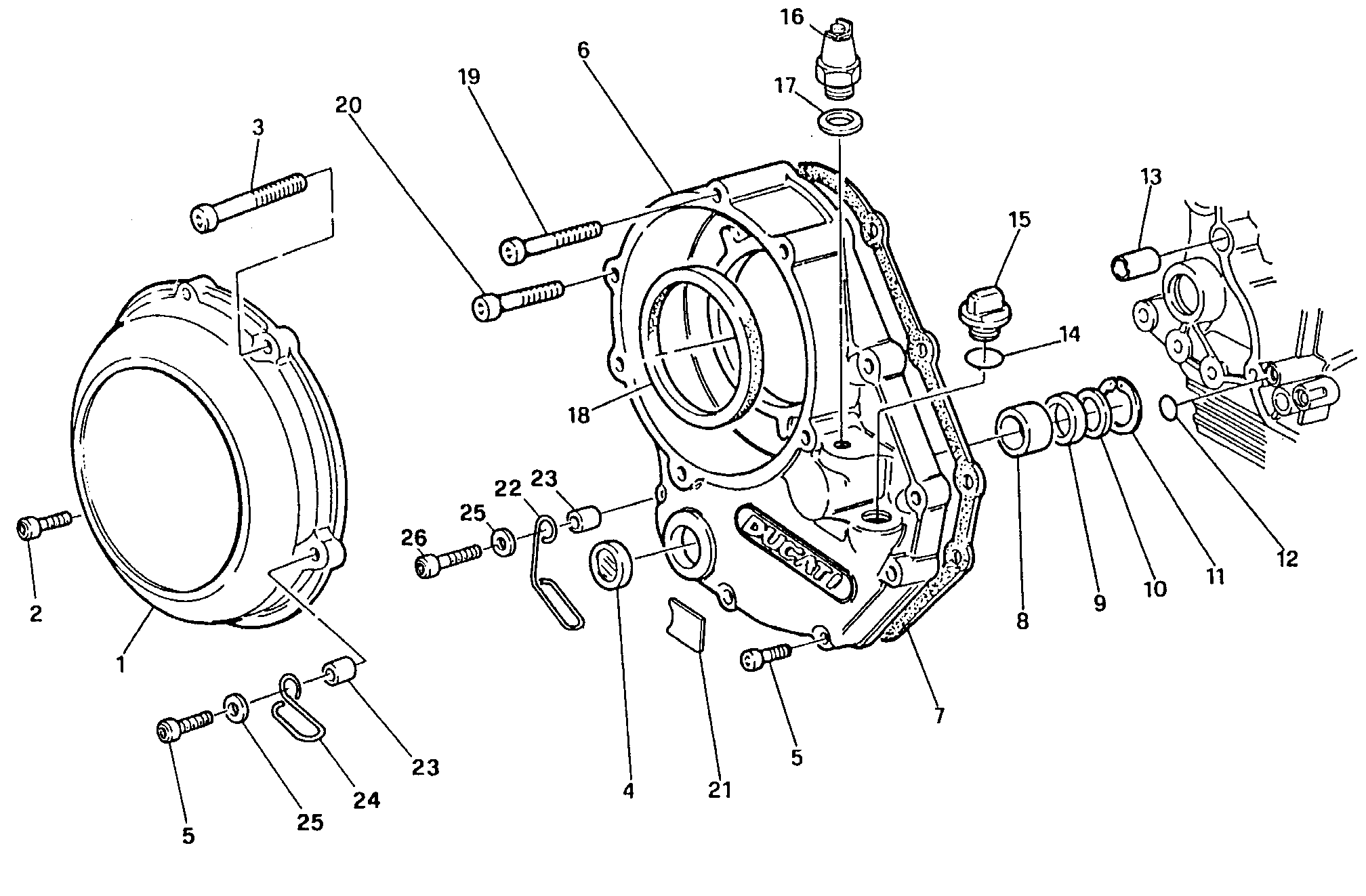 050 COUVERCLE EMBRAYAGE POUR SUPERBIKE 851 1992