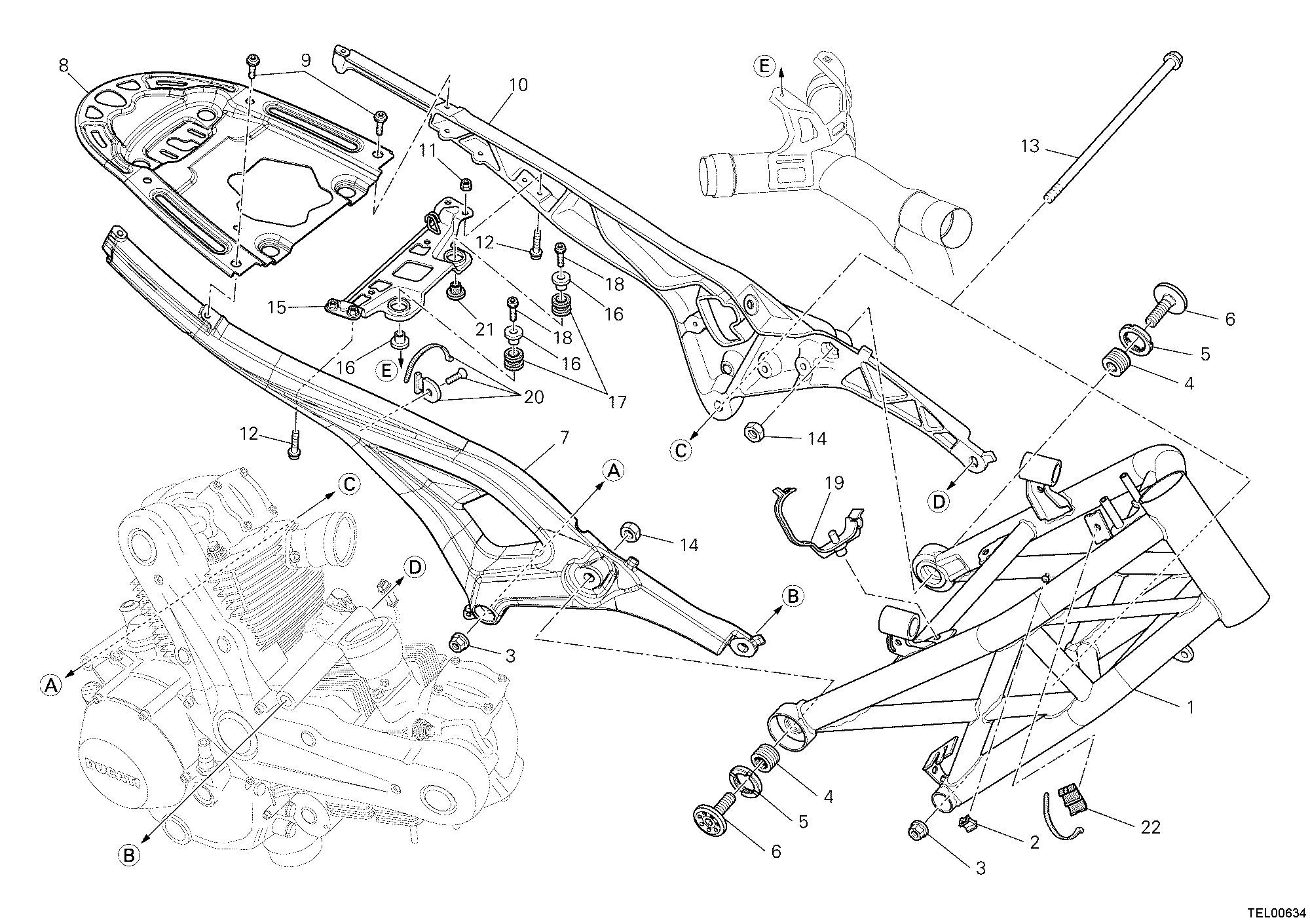 030 CADRE POUR MONSTER 696 ABS 2011