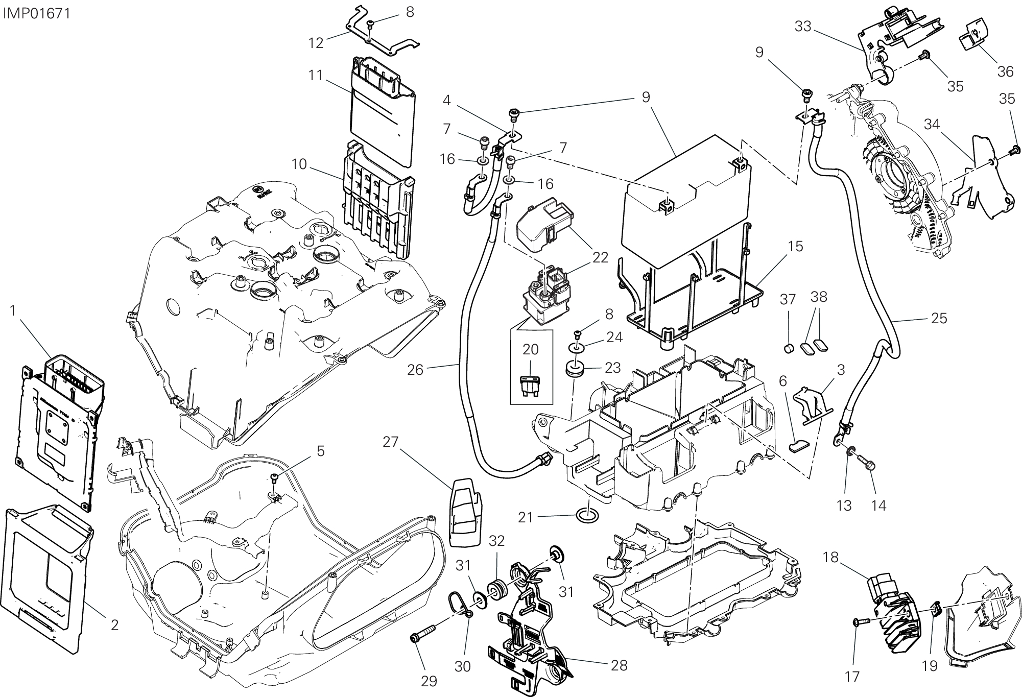 13D SUPPORT BATTERIE POUR SUPERBIKE PANIGALE V4 2025