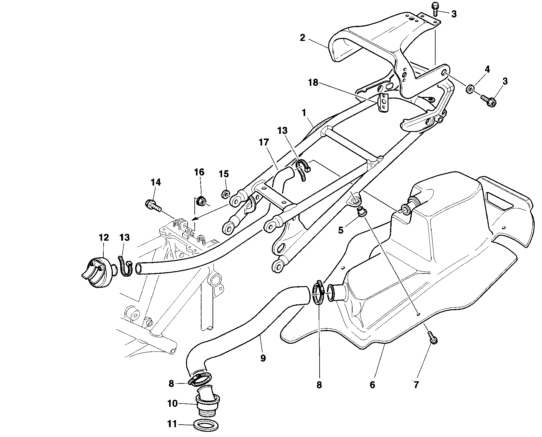 029 CADRE ARRIERE POUR SUPERBIKE 748 R SINGLE SEAT 1998