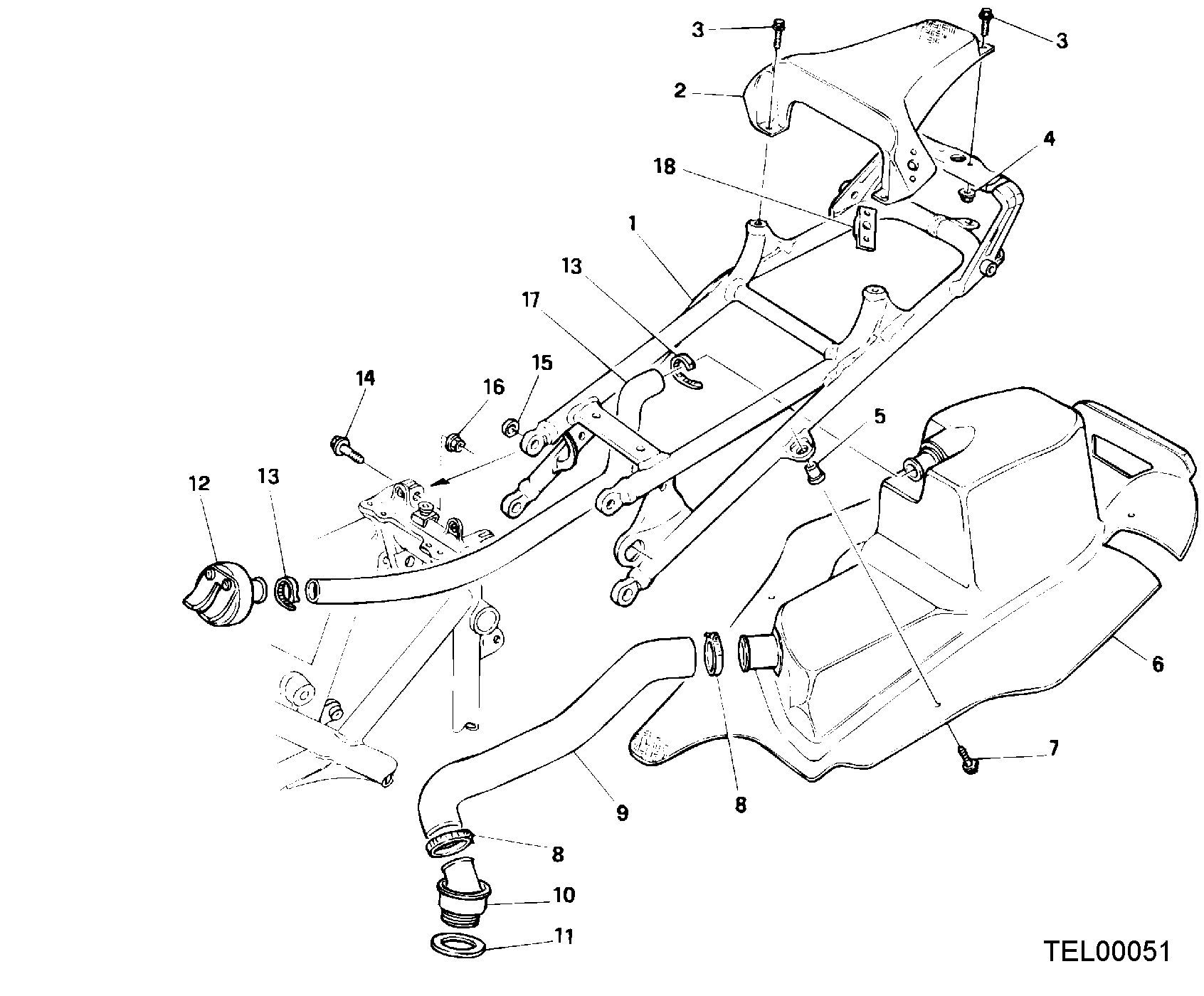 029 CADRE ARRIERE POUR SUPERBIKE 996 RS 2000