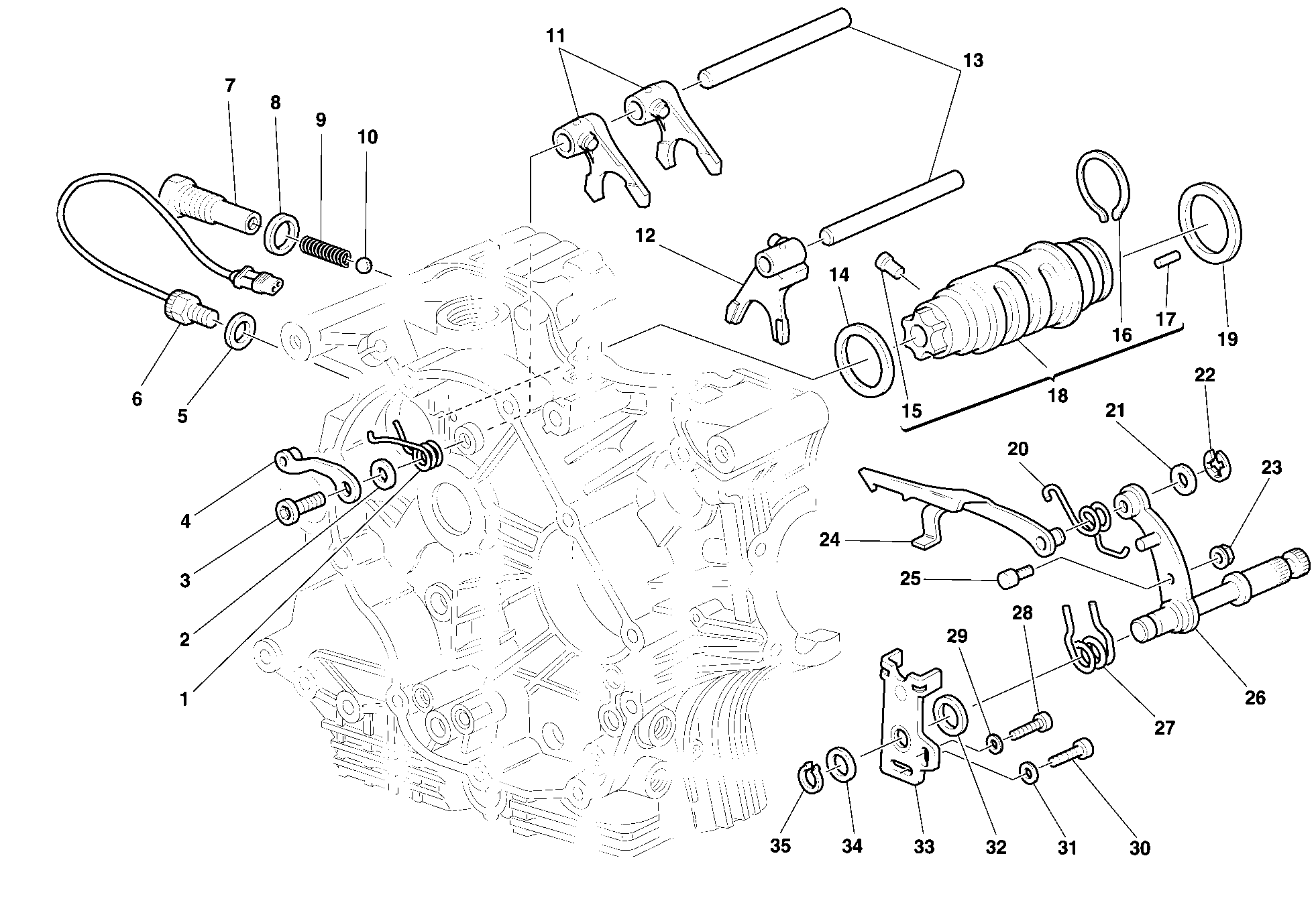 002 TAMBOUR CHANGEMENT VITESSE FOURCHETTE POUR SUPERBIKE 748 R SINGLE SEAT 2000