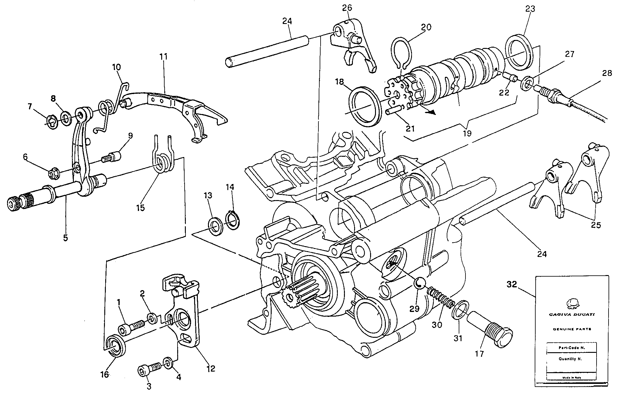 002 ARBRE SELECTEUR DE VITESSES POUR MONSTER 750 1996