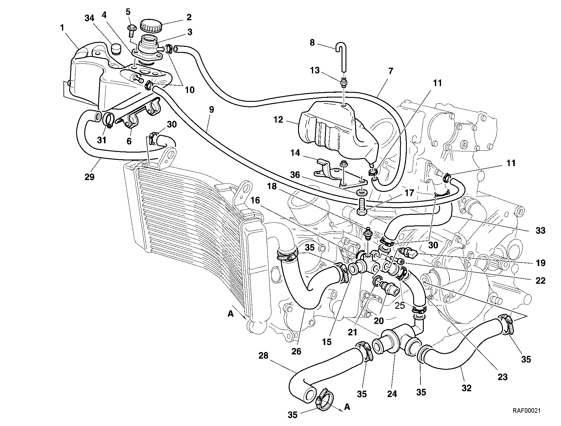 033 CIRCUIT DE REFROIDISSEMENT POUR SUPERBIKE 996 2000