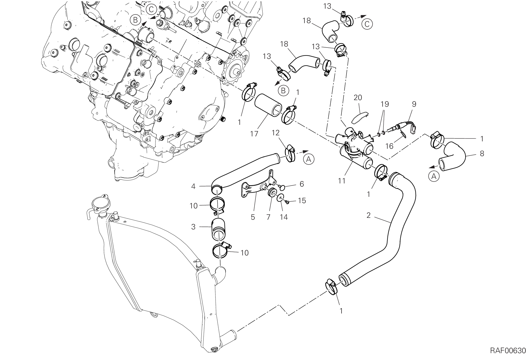 25C CIRCUIT DE REFROIDISSEMENT POUR SUPERBIKE PANIGALE V4 R 2019