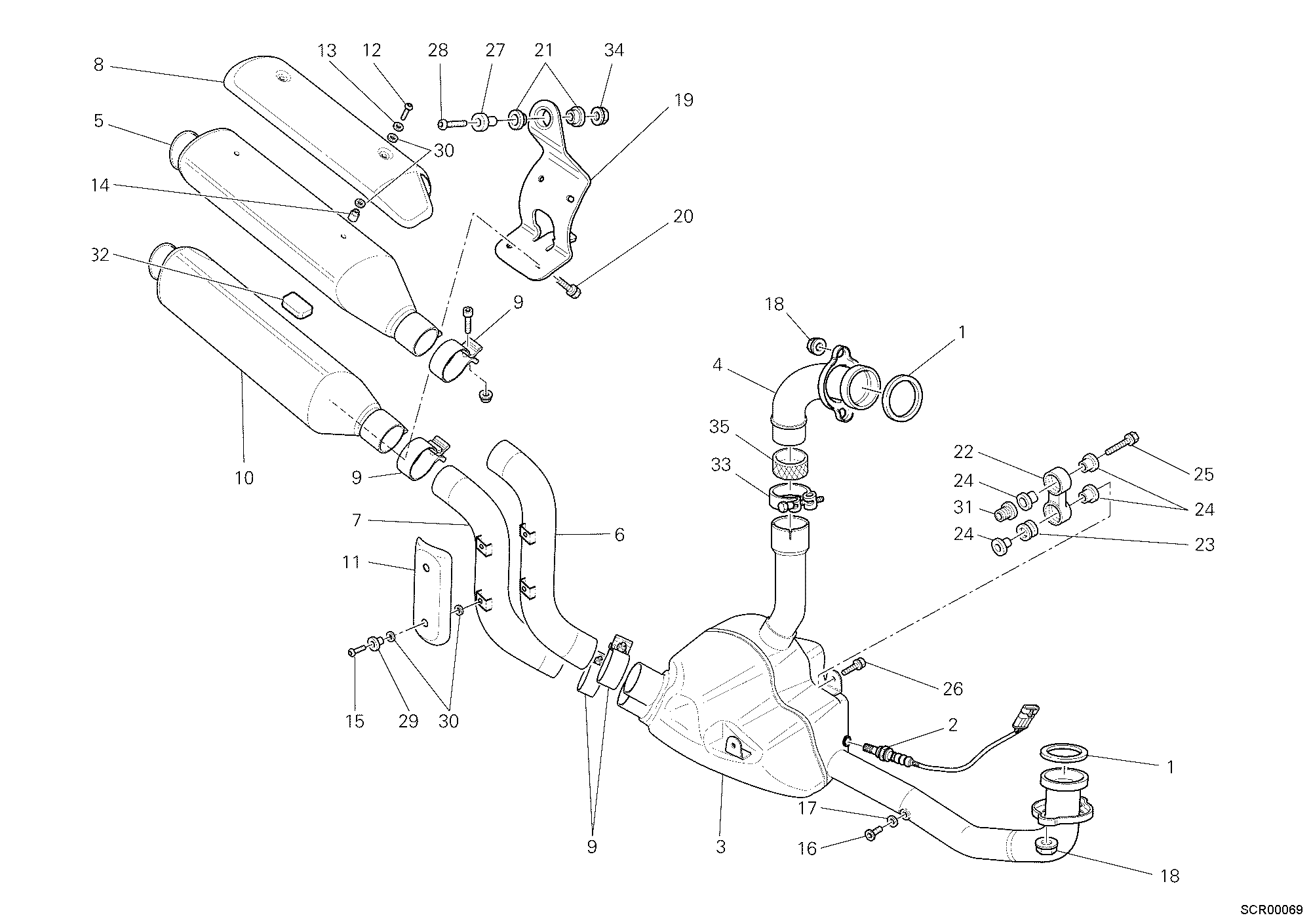 023 ECHAPPEMENT POUR MONSTER S2R 1000 2006