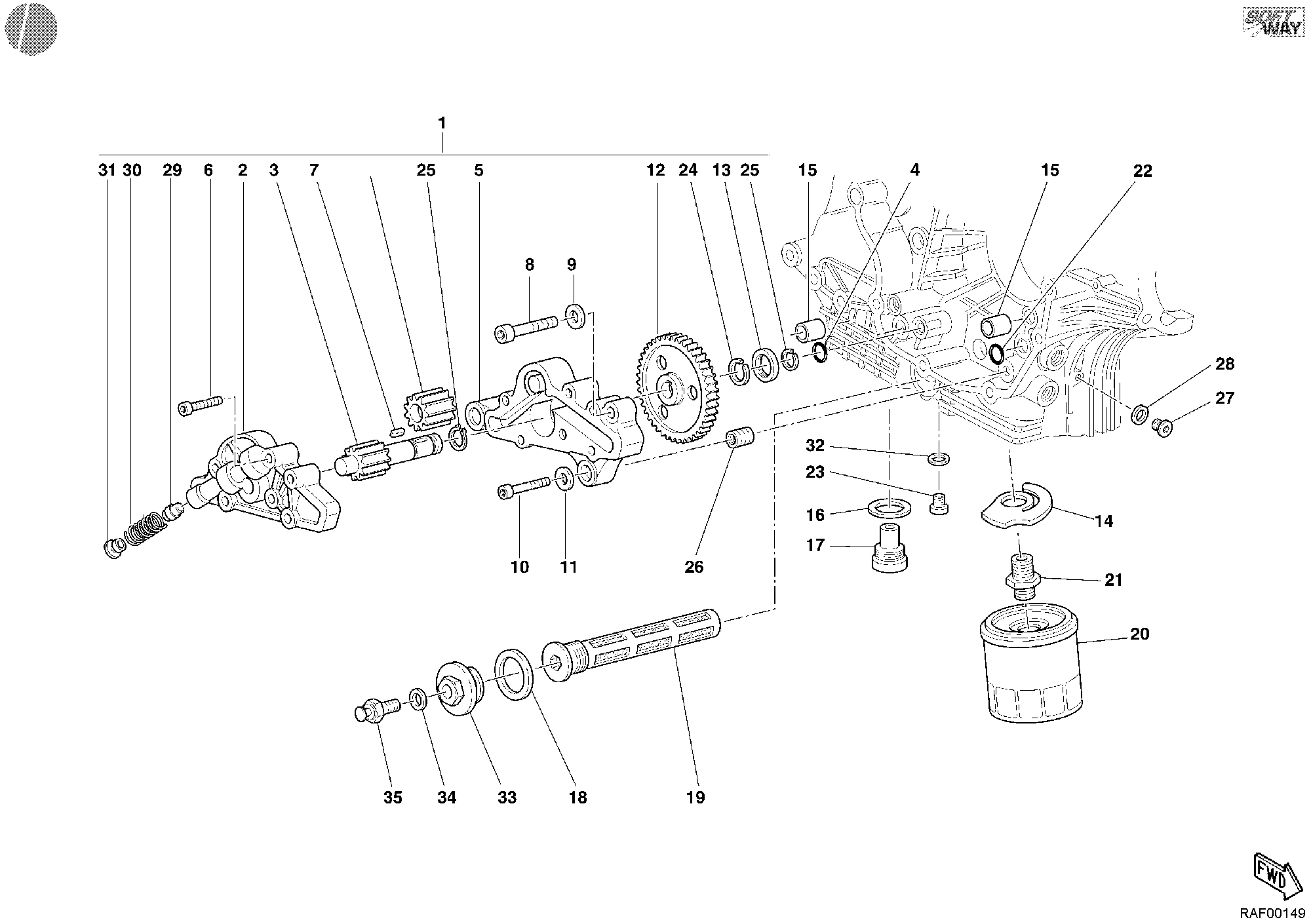009 POMPE A HUILE FILTRE POUR SUPERSPORT 1000 SS 2004