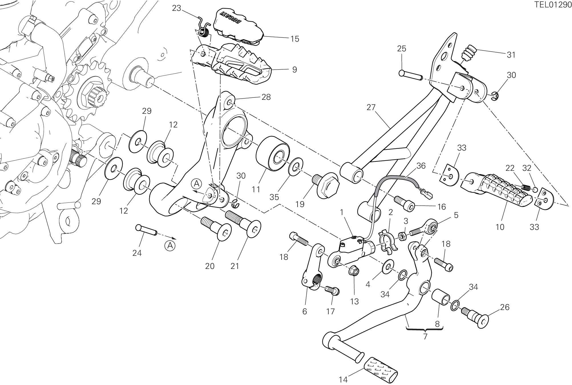 25A REPOSE PIED GAUCHE POUR HYPERMOTARD 950 RVE 2023