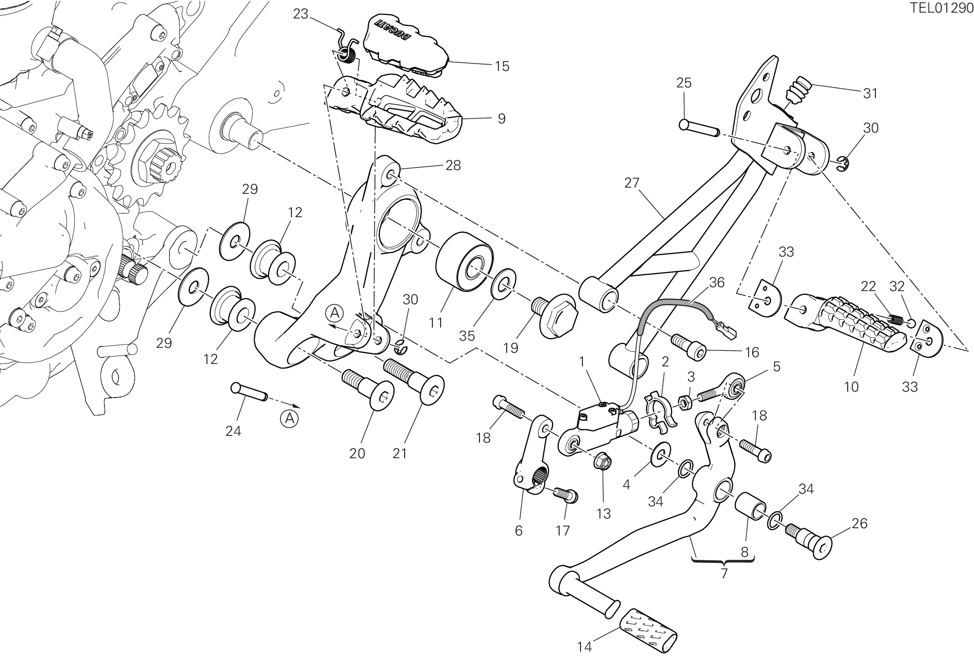 25A REPOSE PIED GAUCHE POUR HYPERMOTARD 950 RVE 2024