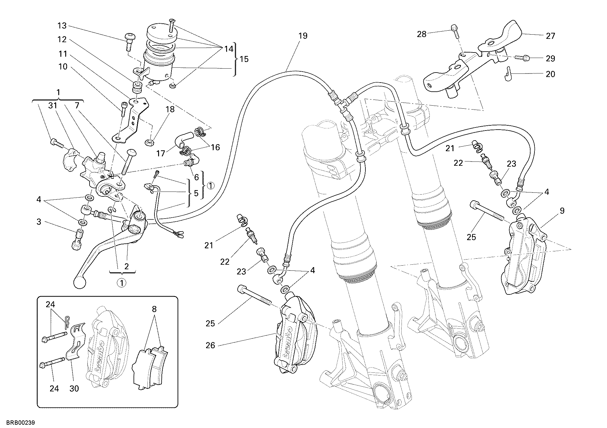 028 SYSTEME DE FREIN AVANT POUR HYPERMOTARD 1100 2008