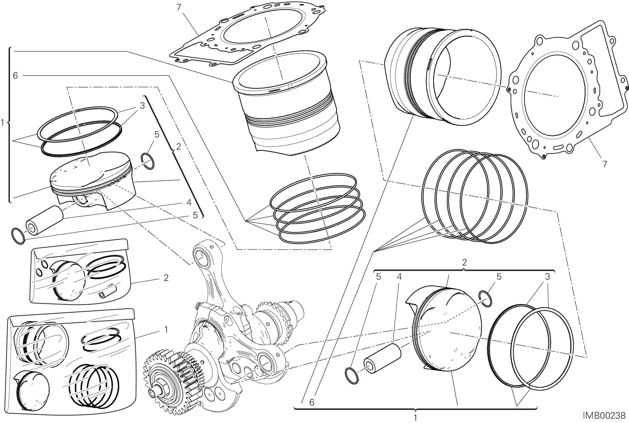 007 CYLINDRES PISTONS POUR SUPERBIKE 1299 SUPERLEGGERA 2017