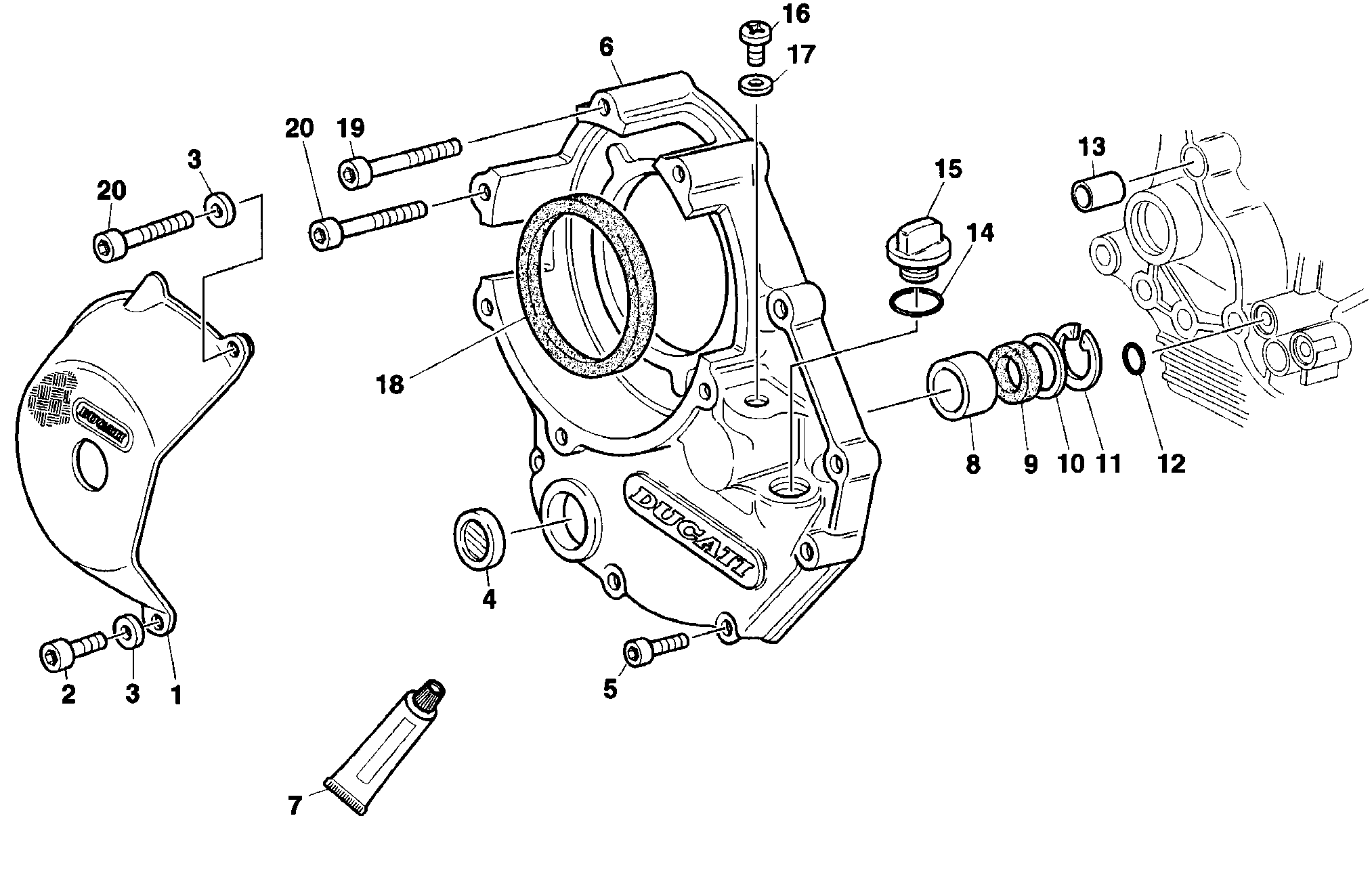 050 COUVERCLE EMBRAYAGE POUR SUPERBIKE 996 R 1999