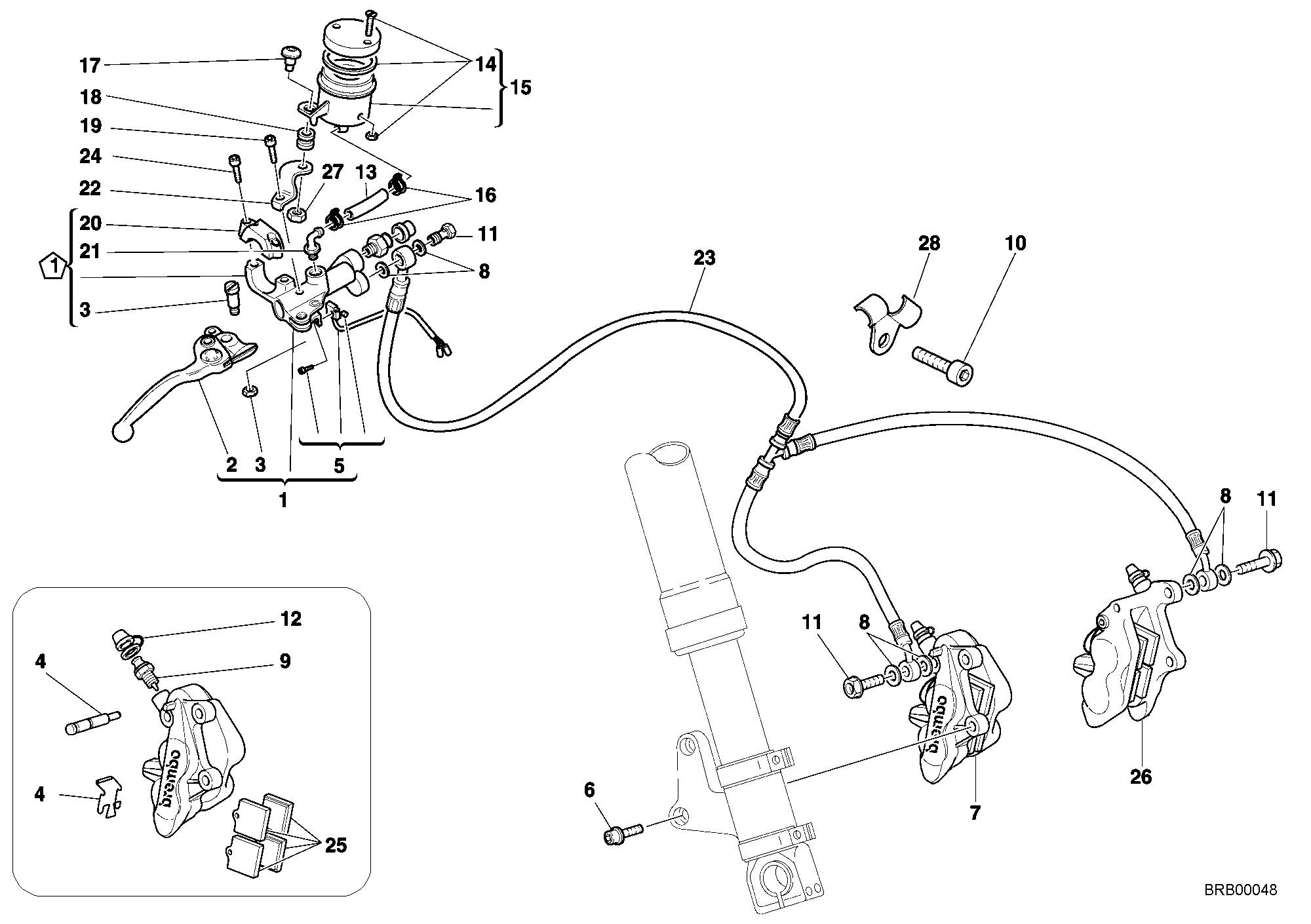 025 SYSTEME DE FREIN AVANT POUR SUPERBIKE 748 RS 2001