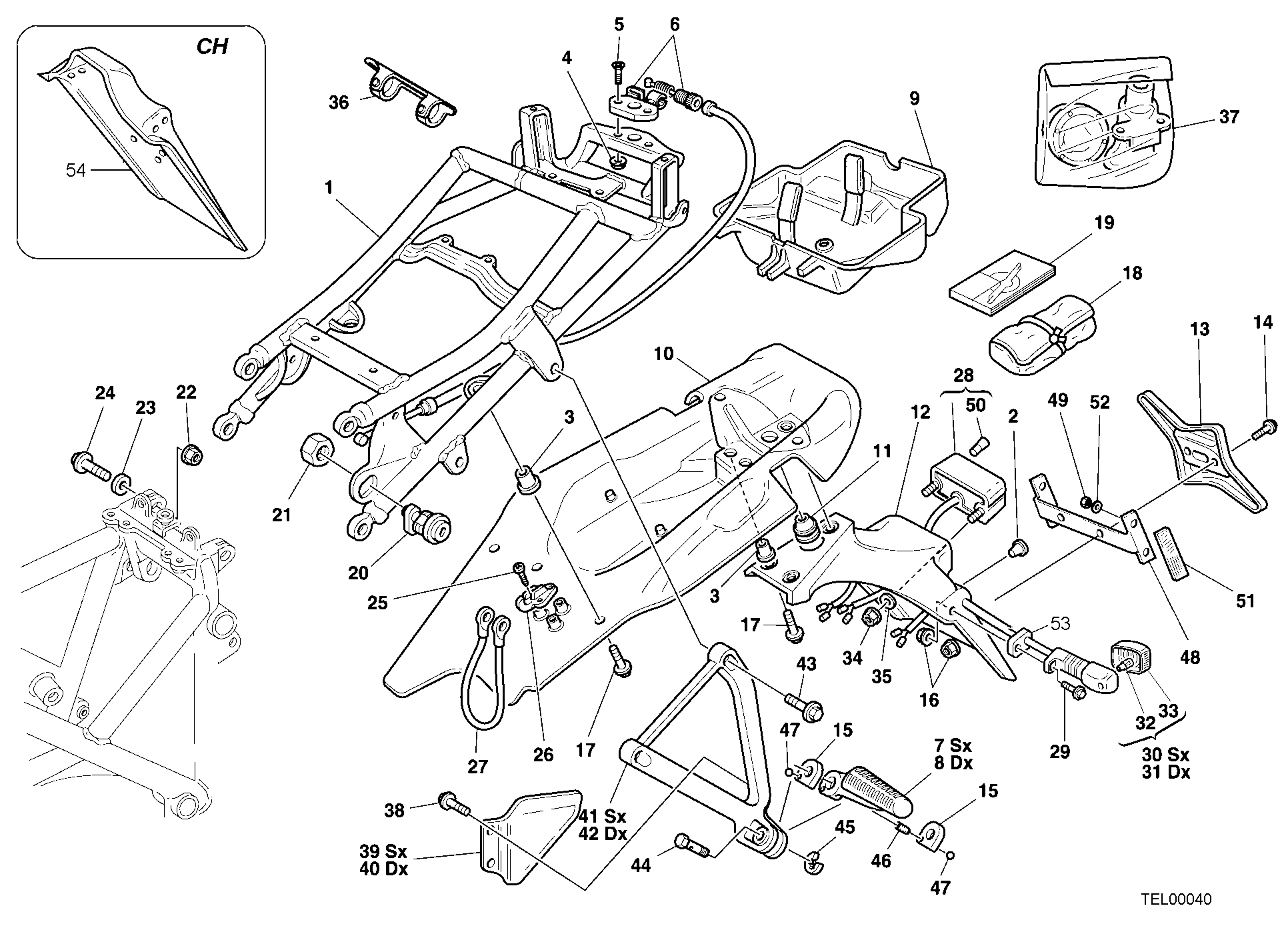 029 CADRE ARRIERE POUR SUPERBIKE 748 S 2000