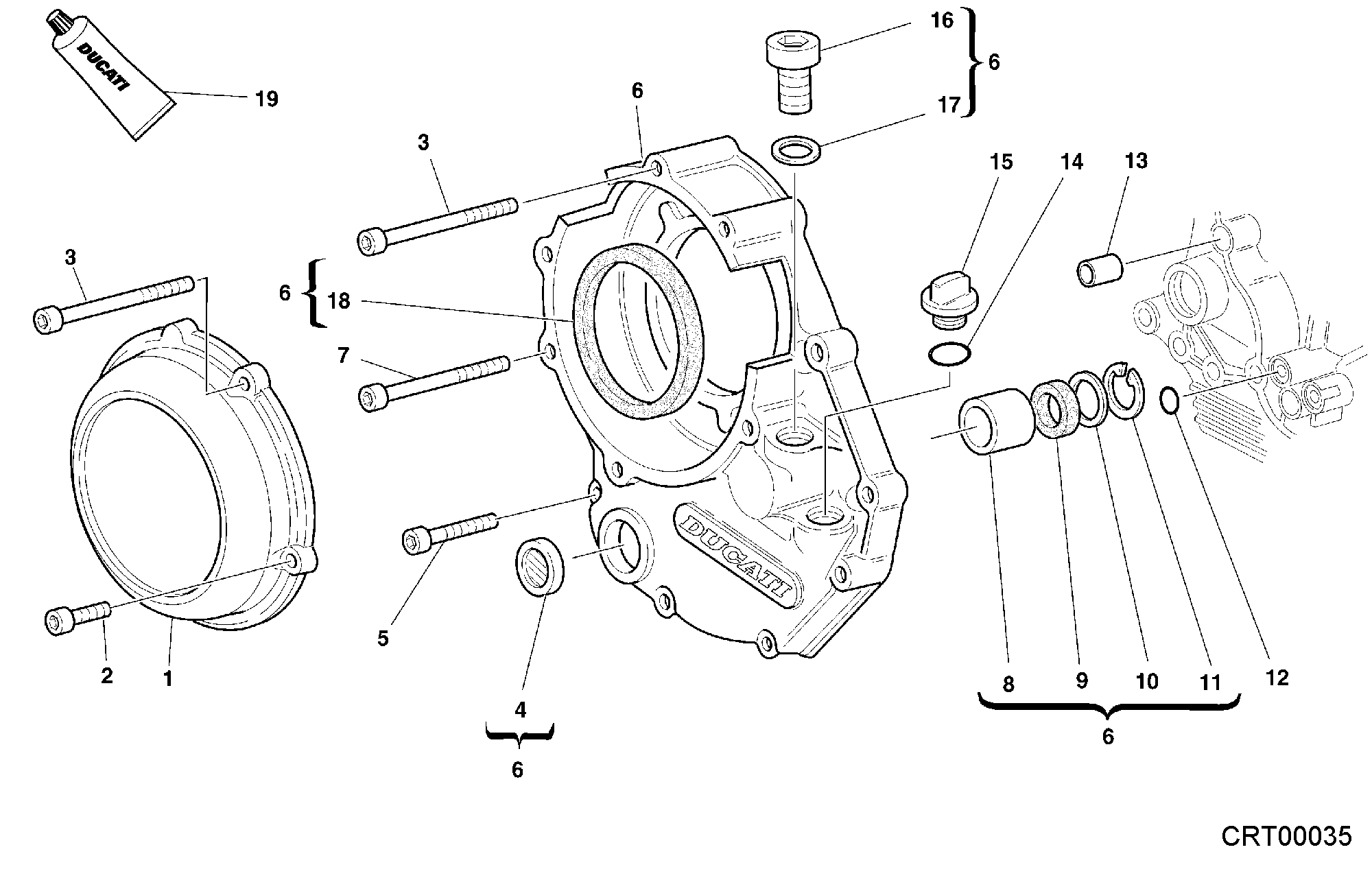 005 COUVERCLE EMBRAYAGE POUR SUPERBIKE 748 RS 2000