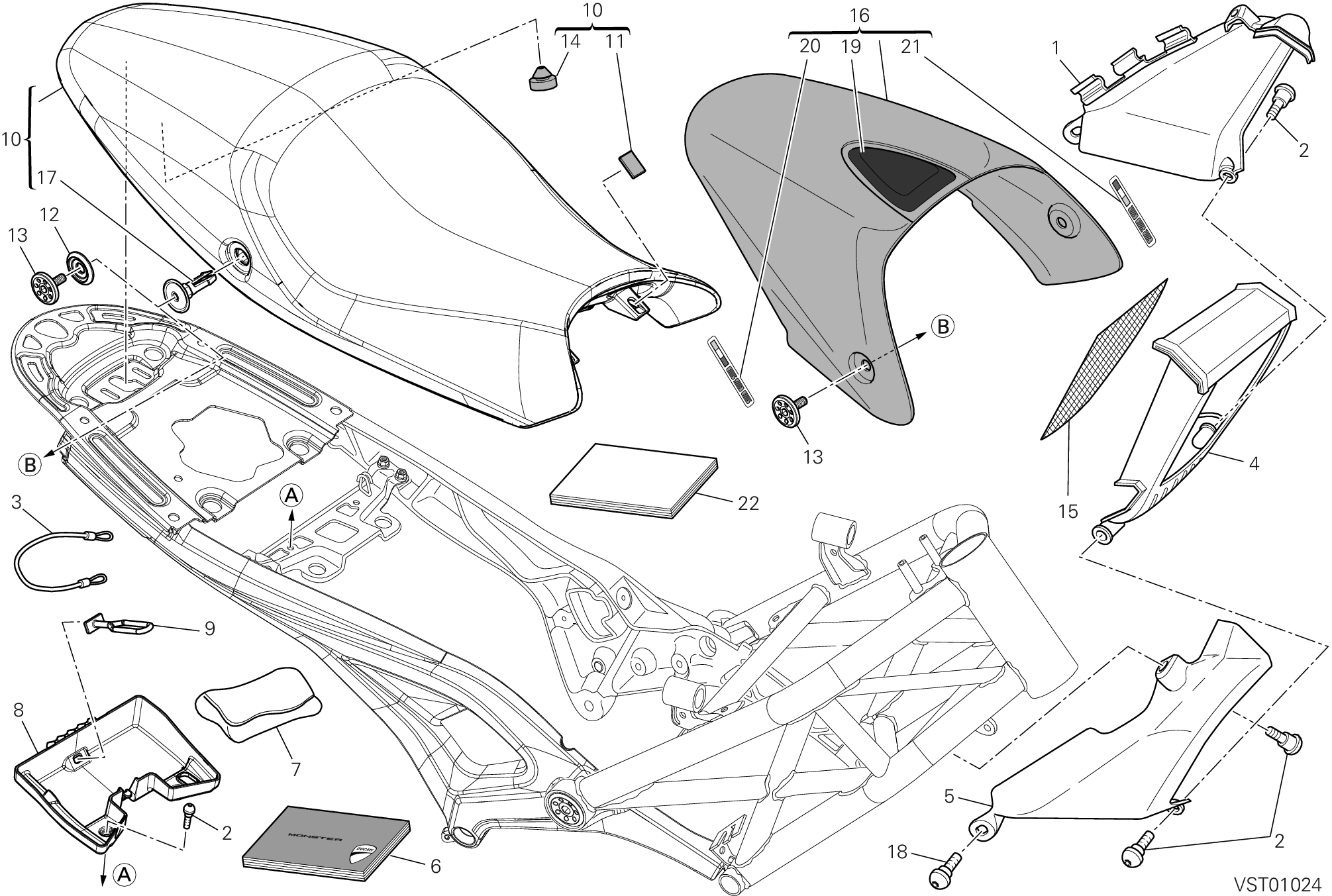 037 SELLE POUR MONSTER 696 ABS 2014