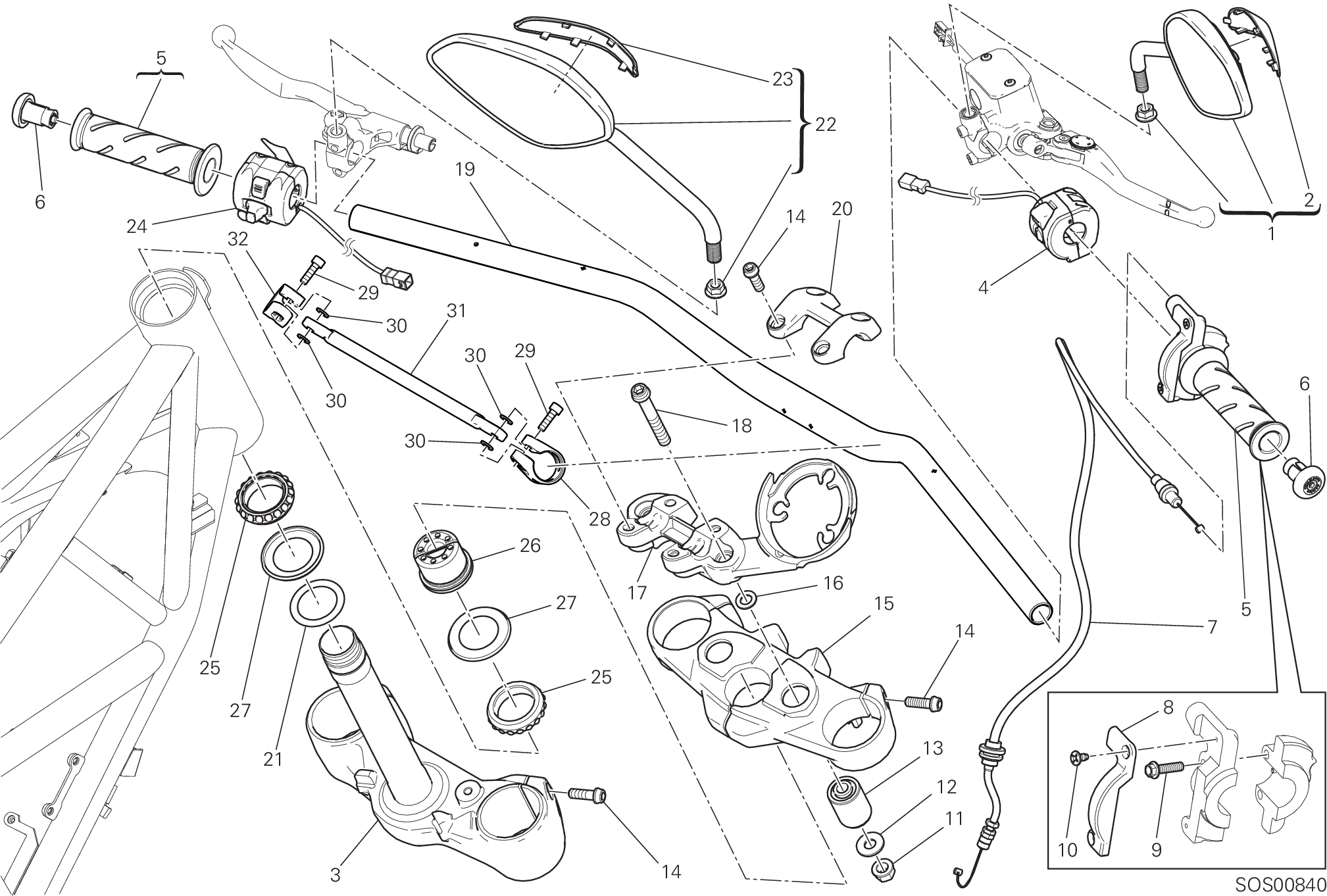 021 GUIDON ET COMMANDES POUR SCRAMBLER DESERT SLED 2018