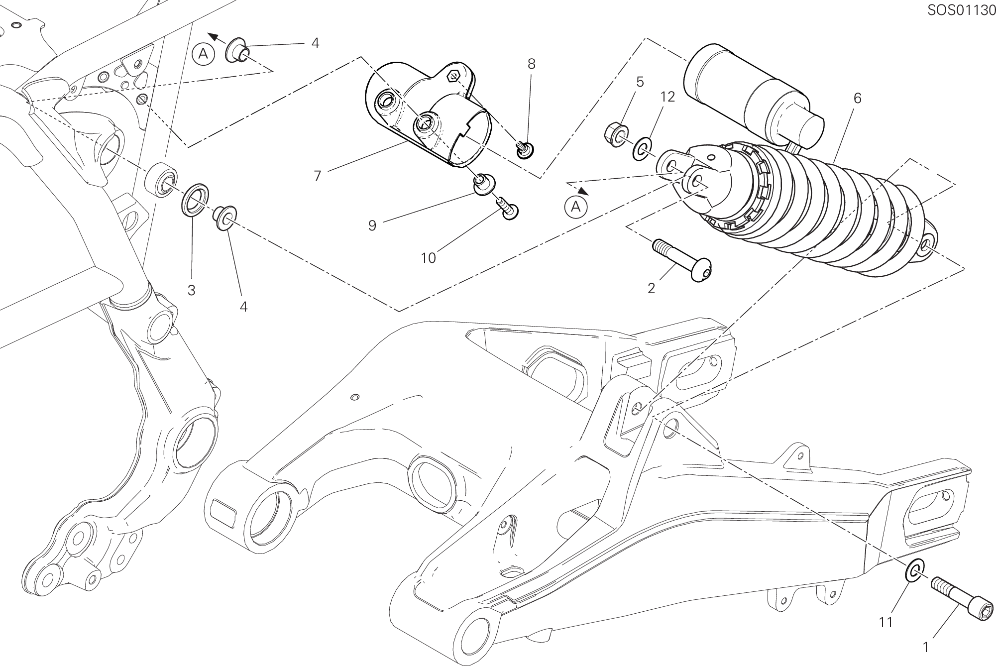 23A AMORTISSEUR ARRIERE POUR SCRAMBLER DESERT SLED 2020