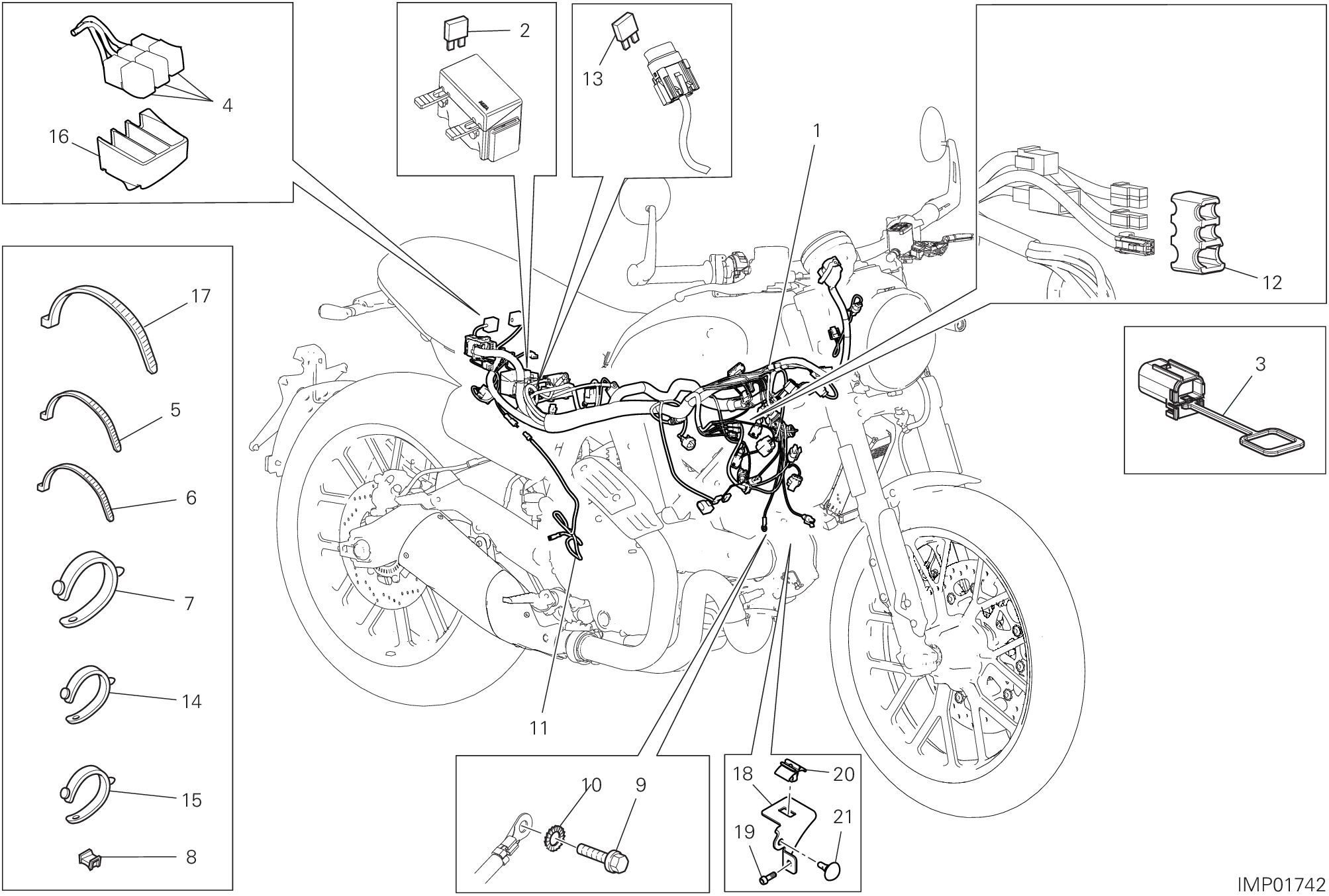 13B CIRCUIT ELECTRIQUE VEHICULE POUR SCRAMBLER 10 ANNIVERSARIO RIZOMA EDITION 2025