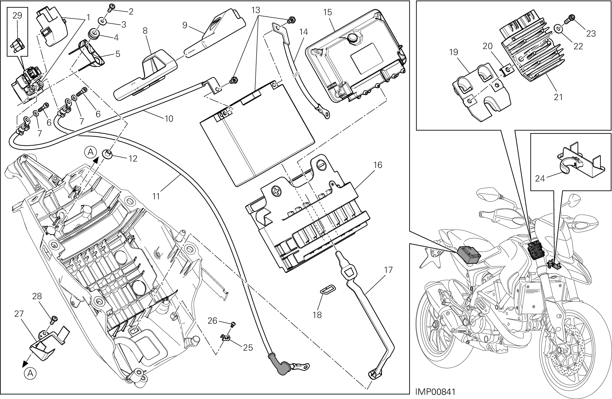 18A SUPPORT BATTERIE POUR HYPERMOTARD SP 2015