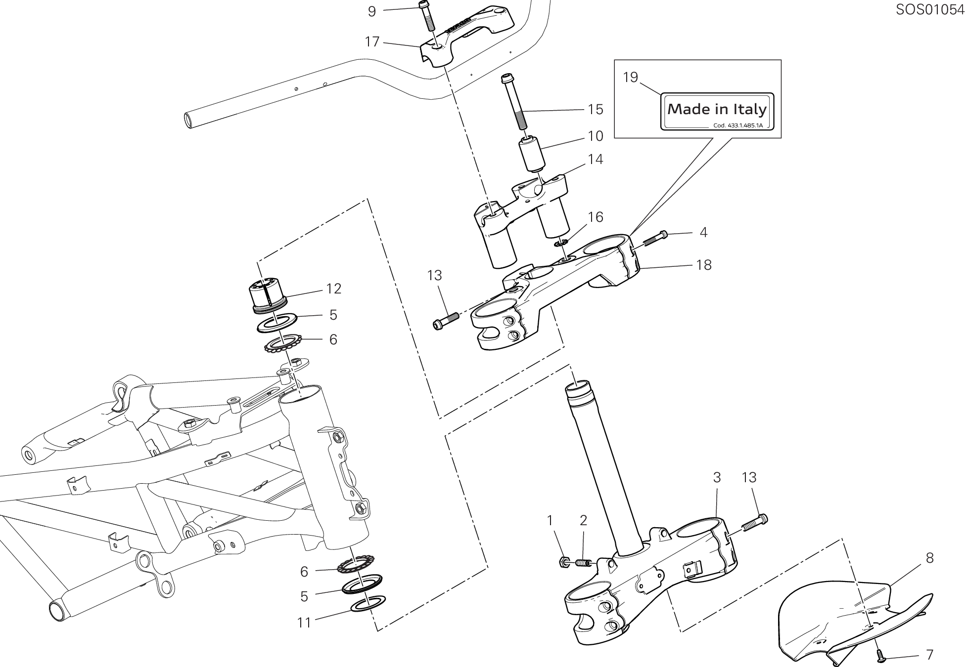 21B GROUPE BASE DE DIRECTION POUR MULTISTRADA 1260 TOURING 2020