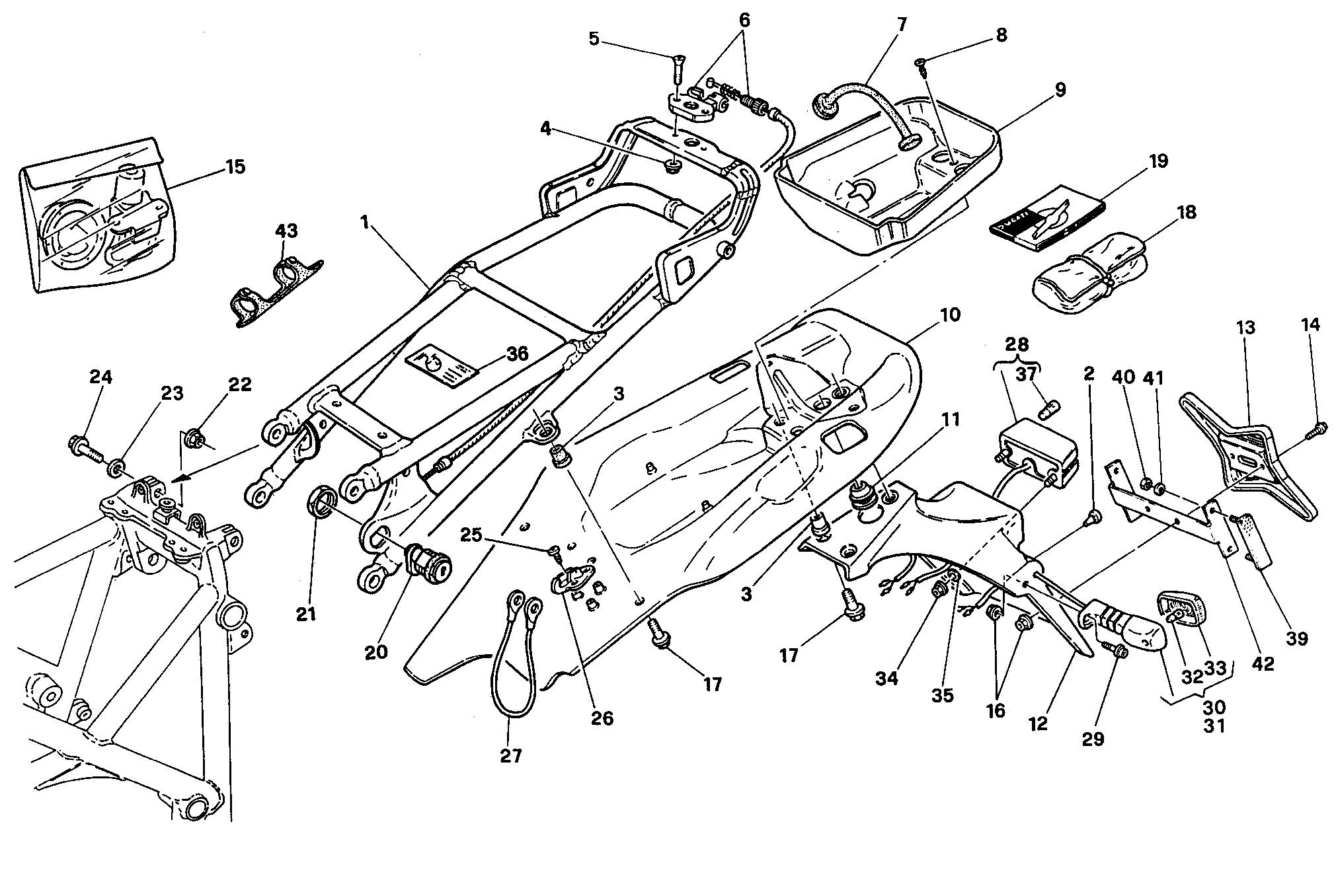 129 CADRE ARRIERE SP POUR SUPERBIKE 916 1995