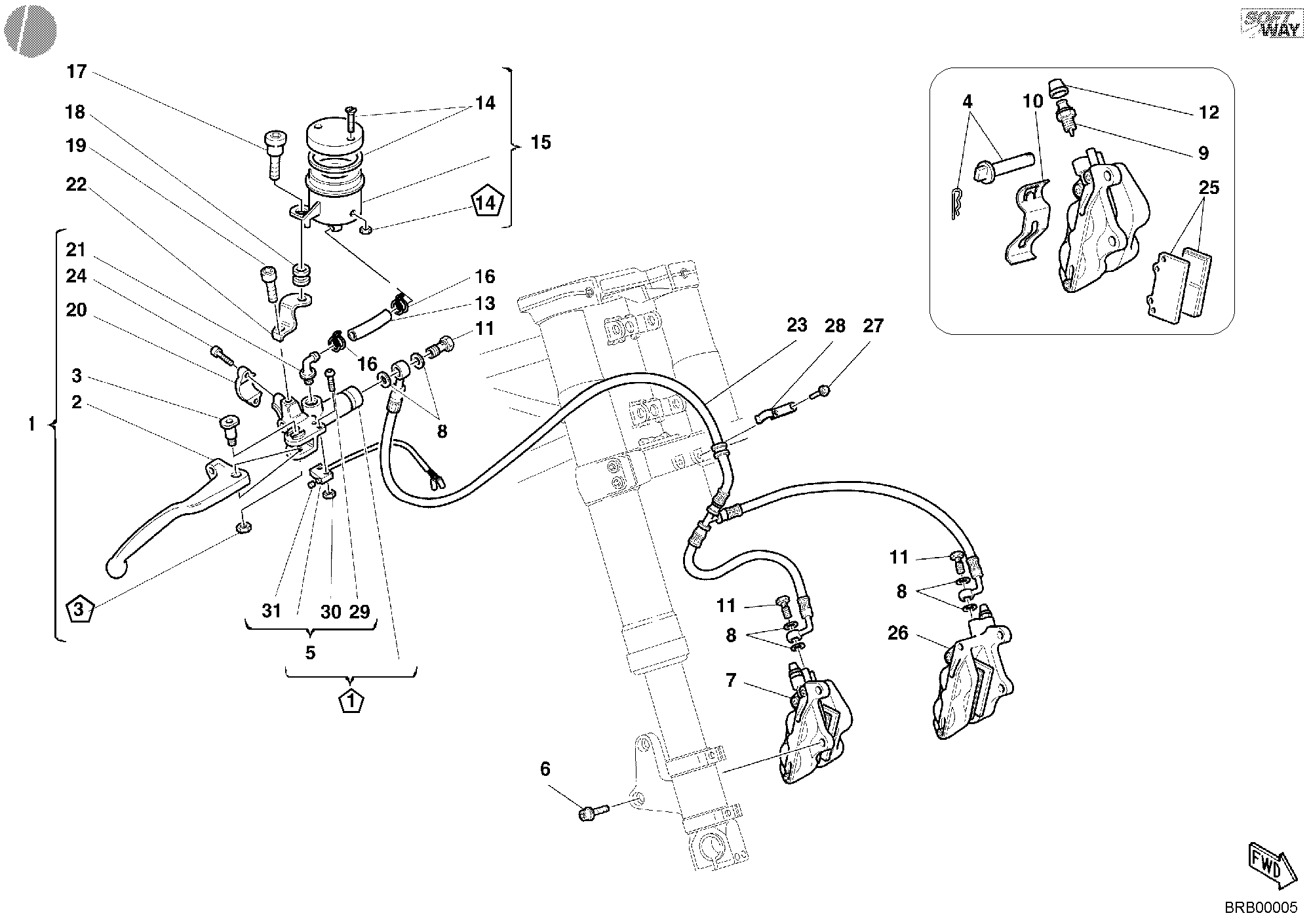 028 SYSTEME DE FREIN AVANT POUR SPORT TOURING ST2 2001