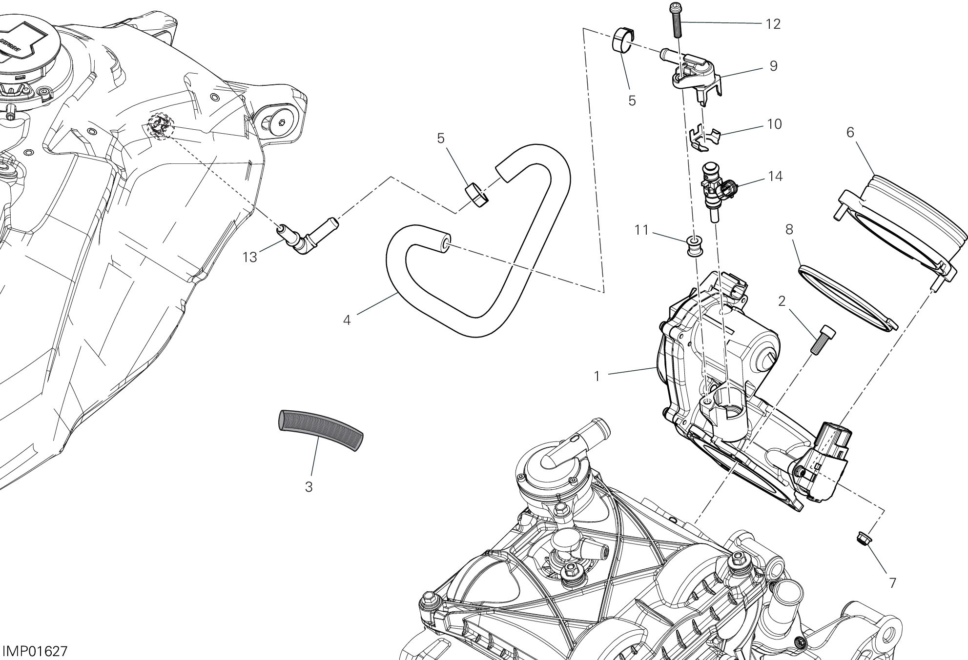35A CORPS PAPILLON POUR HYPERMOTARD 698 MONO 2024