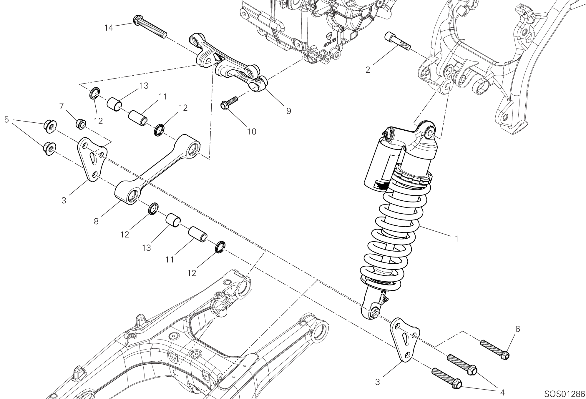 22A AMORTISSEUR ARRIERE POUR HYPERMOTARD 698 MONO 2024