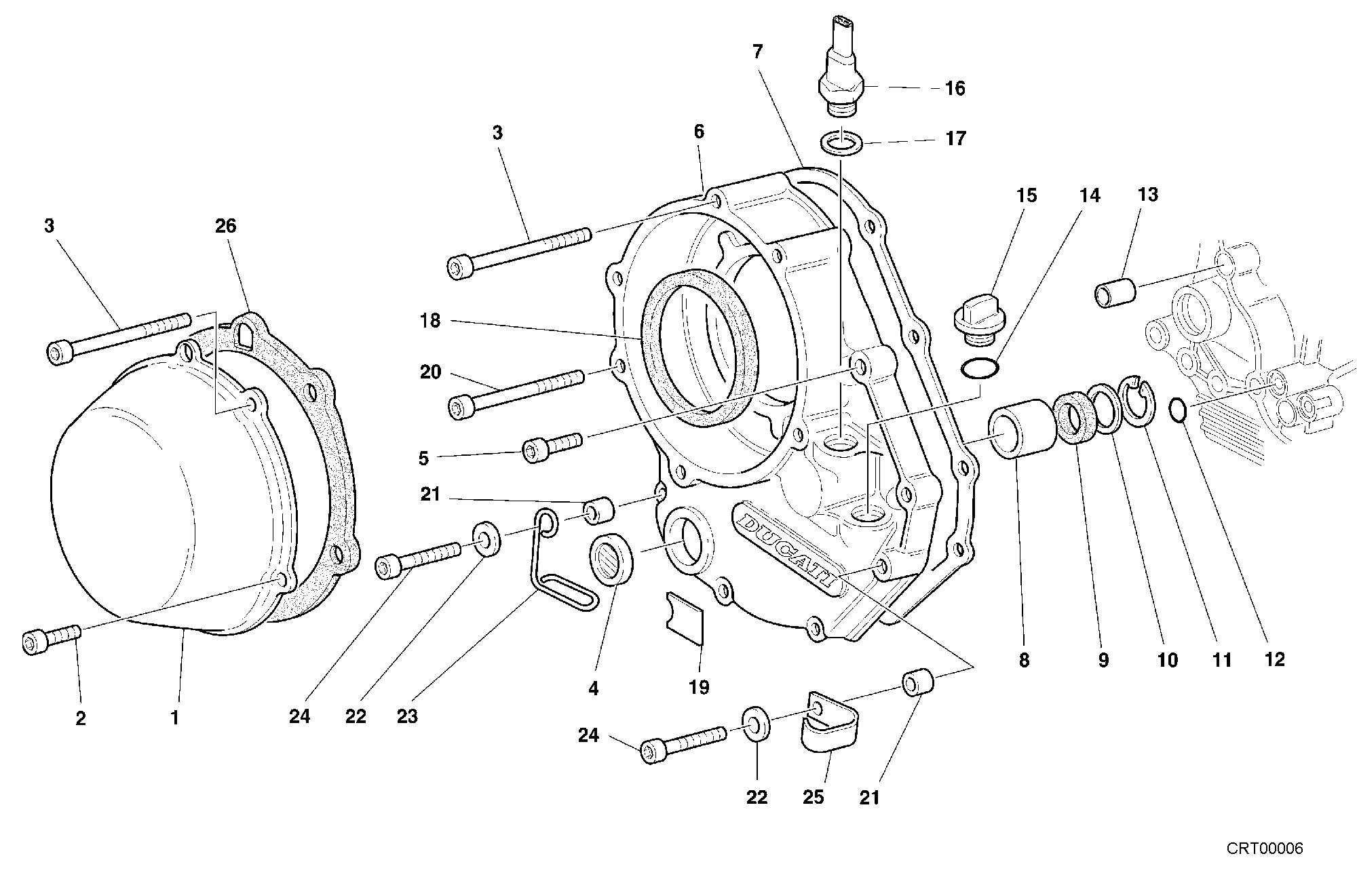 005 COUVERCLE EMBRAYAGE POUR SPORT TOURING ST2 1999