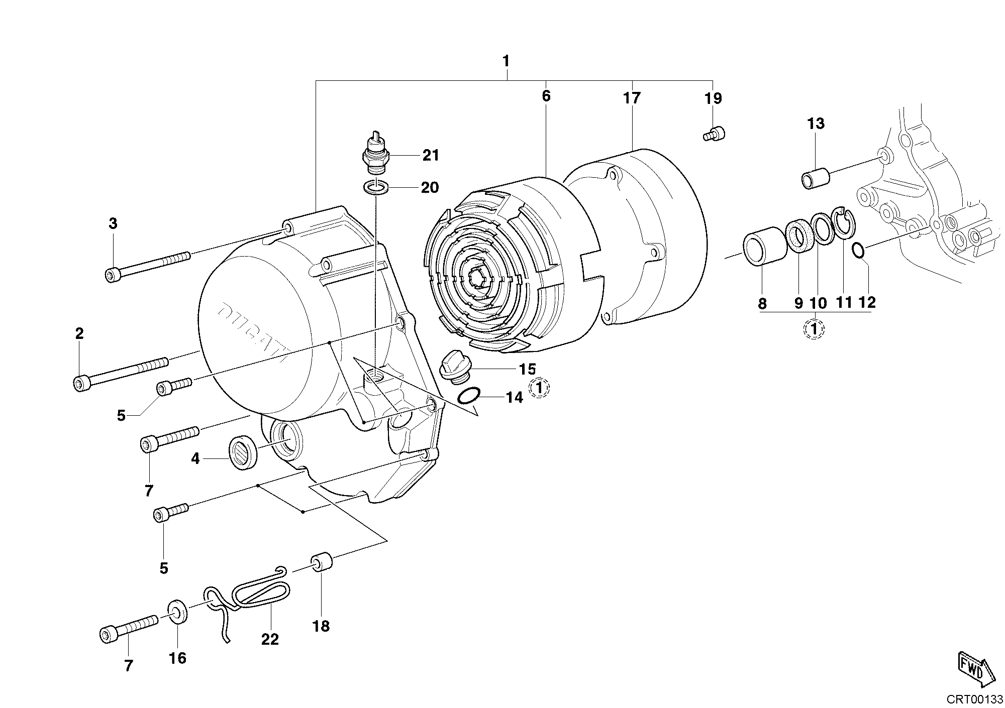 005 COUVERCLE EMBRAYAGE POUR MONSTER 620 2003