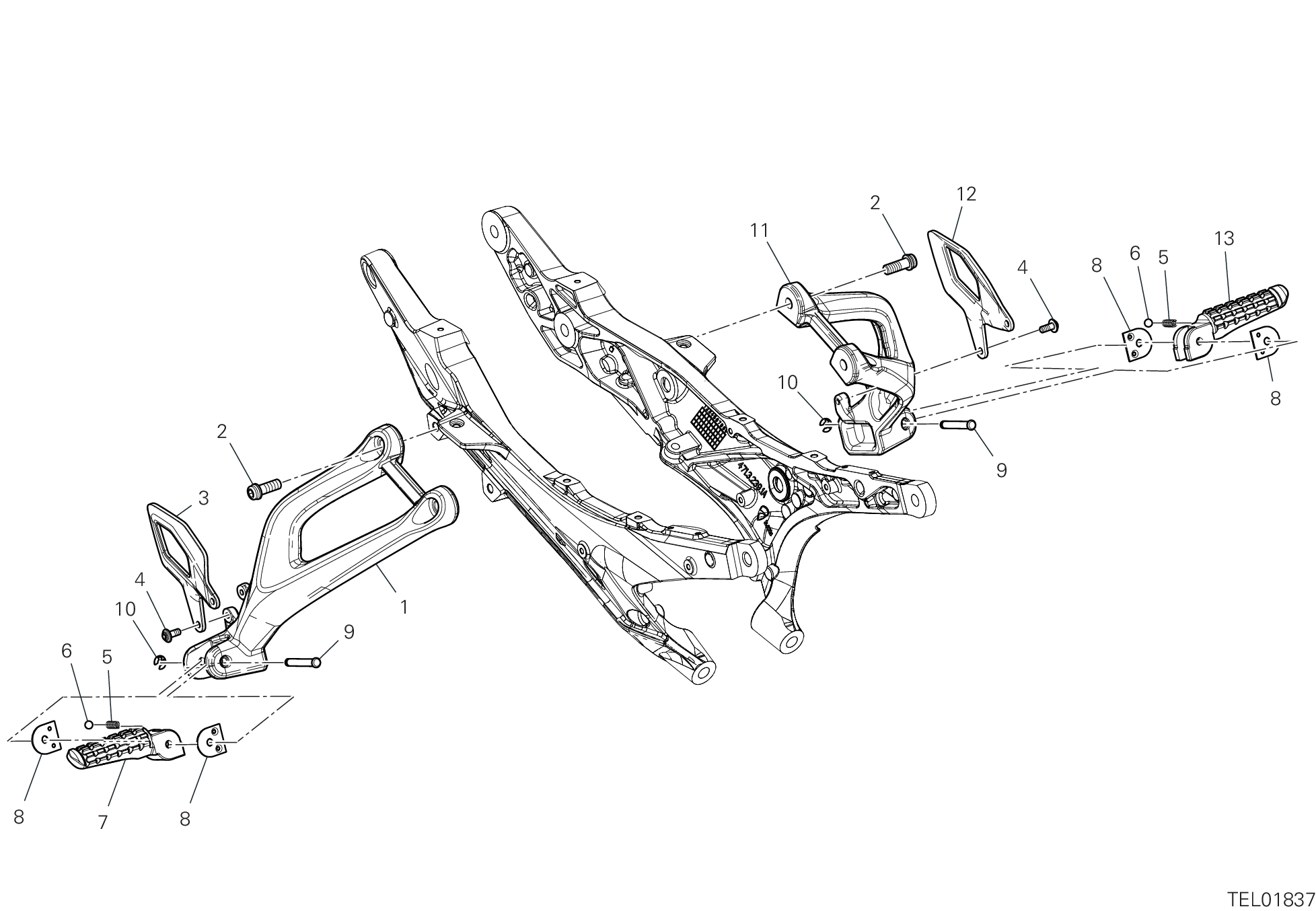 26C REPOSE PIEDS ARRIERE POUR SUPERBIKE PANIGALE V2 NEW 2025