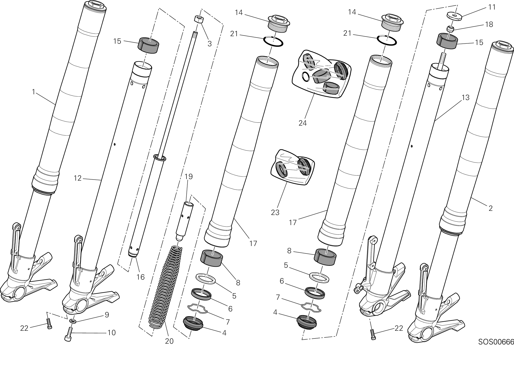 21A FOURCHE AVANT POUR HYPERMOTARD HYPERSTRADA 2013