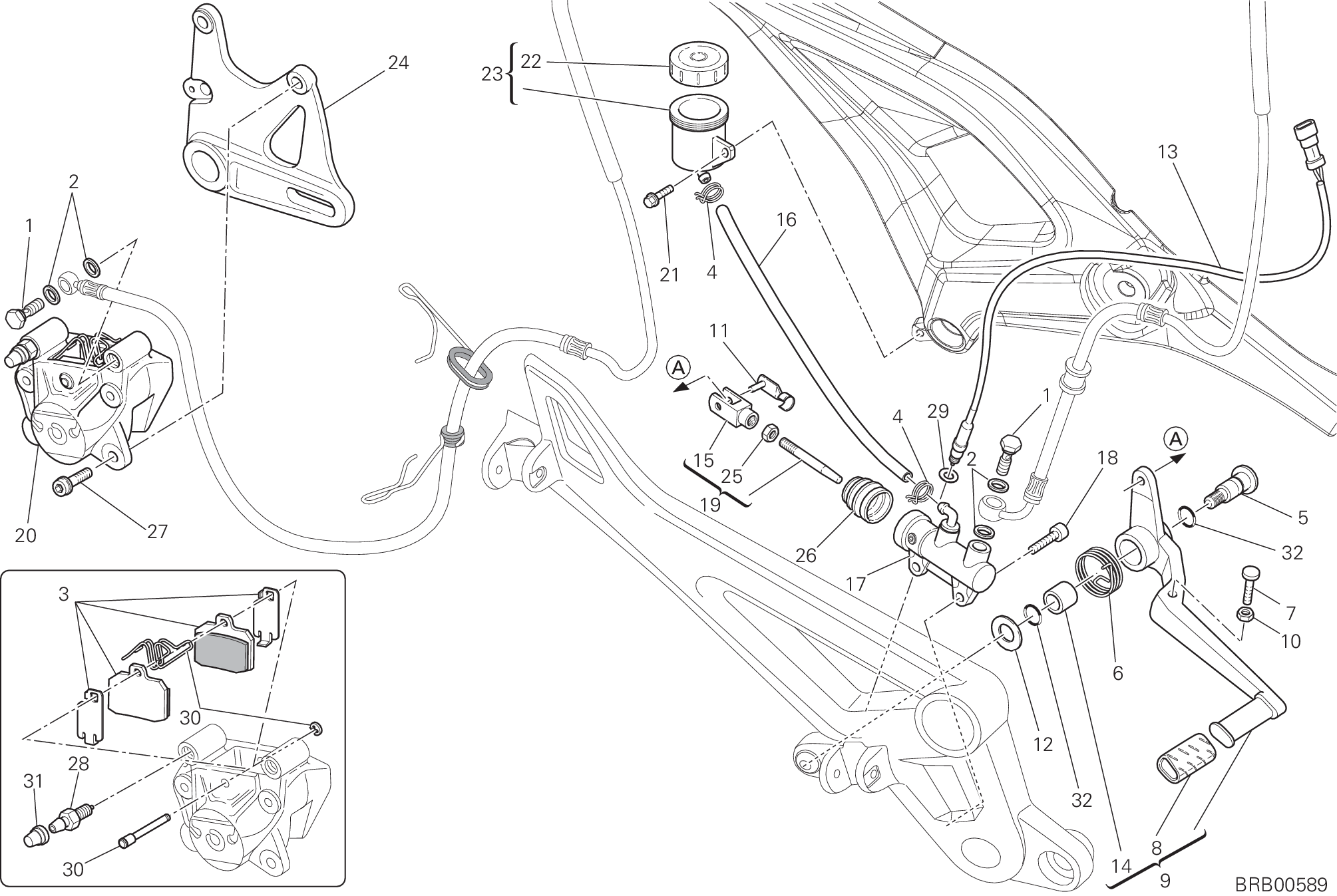 029 SYSTEME DE FREIN ARRIERE POUR MONSTER 696 ABS 2013